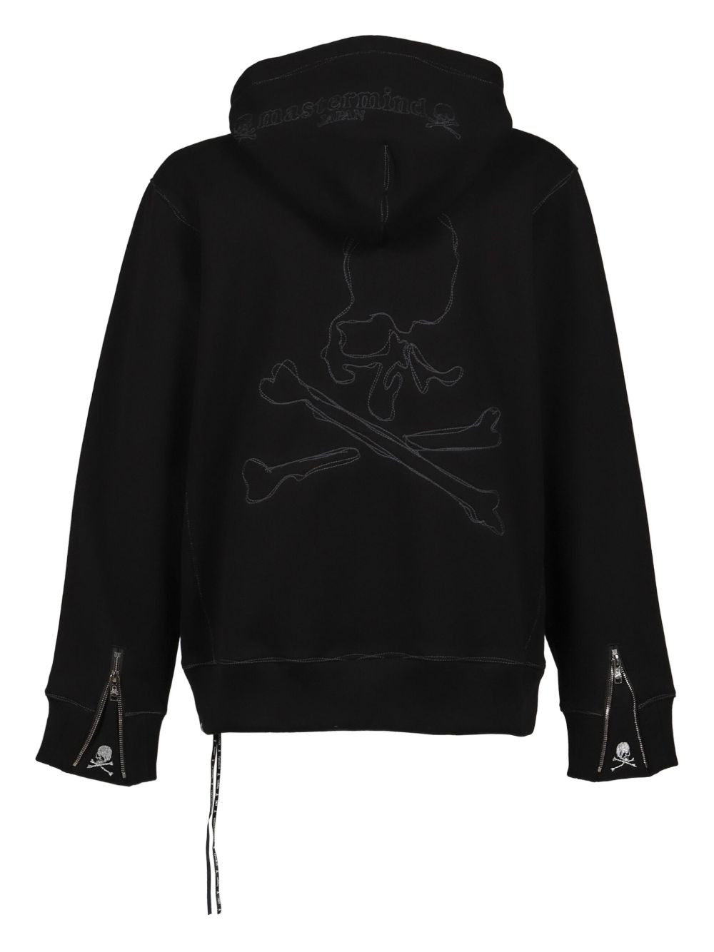 skull-embroidered zip-up hoodie - 2