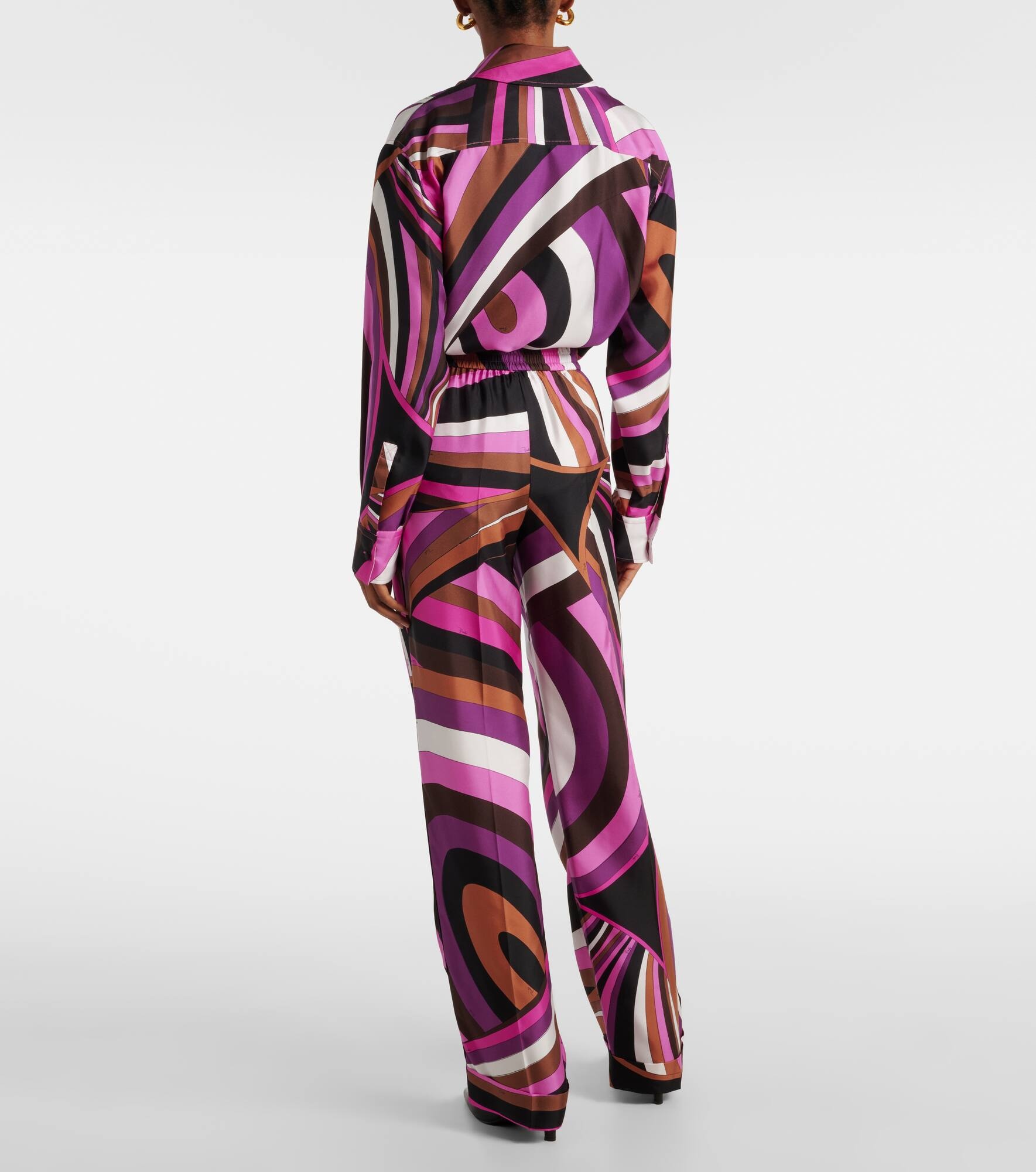 Iride high-rise silk twill wide-leg pants - 3