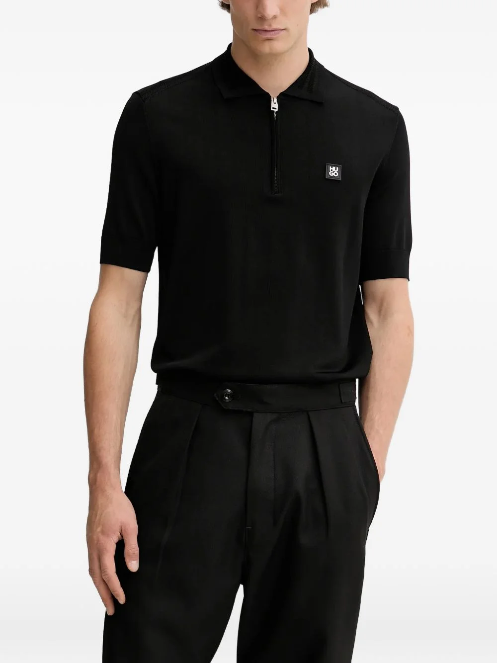 zip logo polo shirt - 1