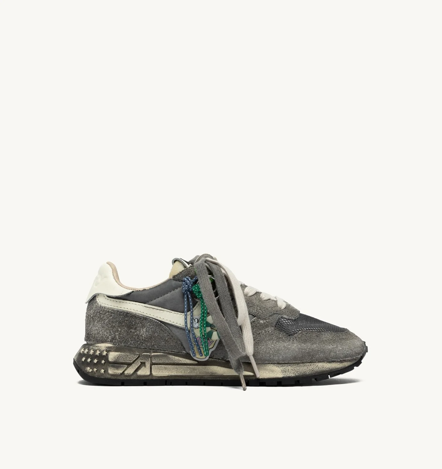 REELWIND SUPER VINTAGE SNEAKERS IN WHITE AND BLACK SUEDE AND NYLON - 1