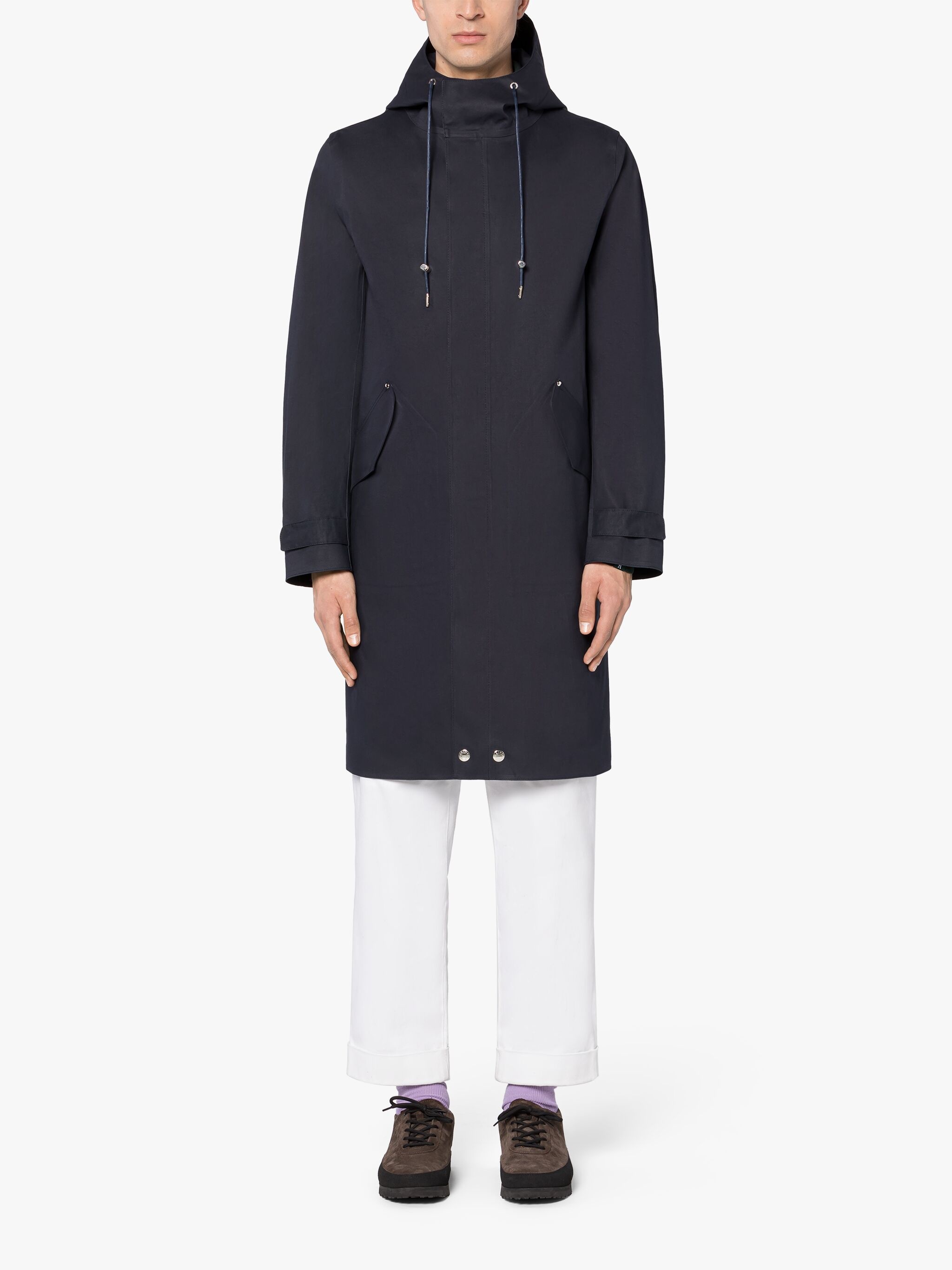 GRANISH NAVY BONDED COTTON HOODED COAT - 2