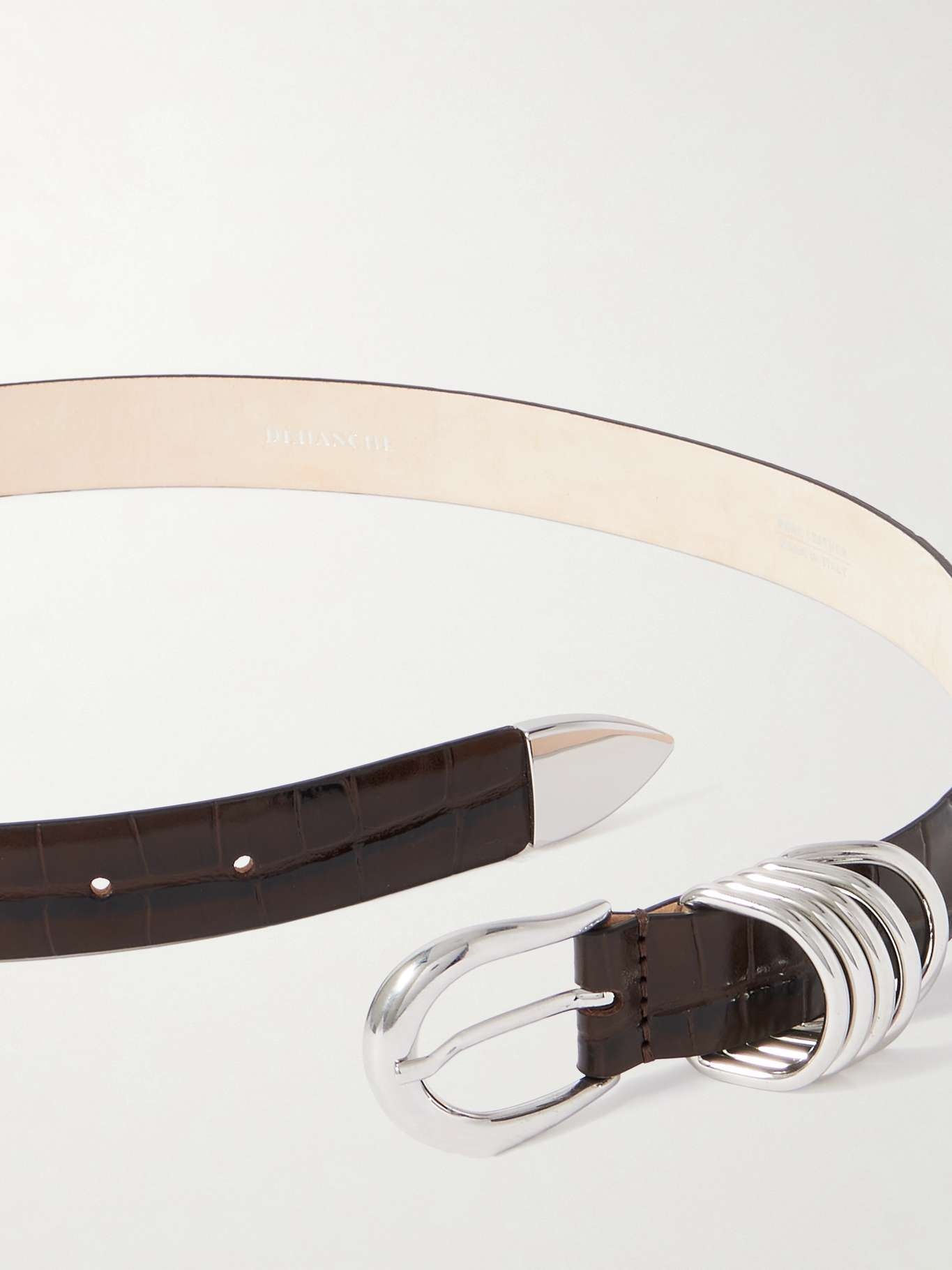 Hollyhock croc-effect leather belt Dark brown - 3