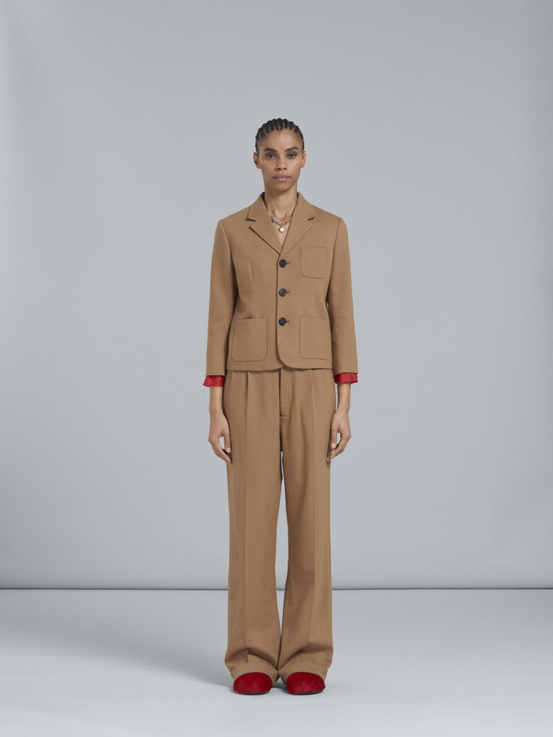 Marni BEIGE CROPPED JACKET IN WOOL FLANNEL outlook