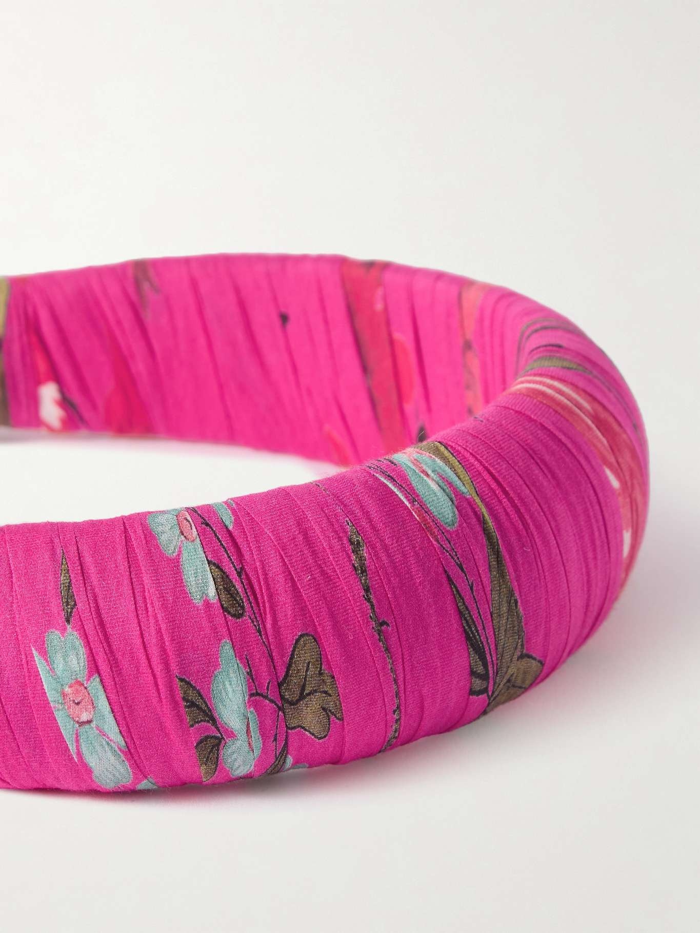 Gathered floral-print cotton and silk-blend voile headband - 3