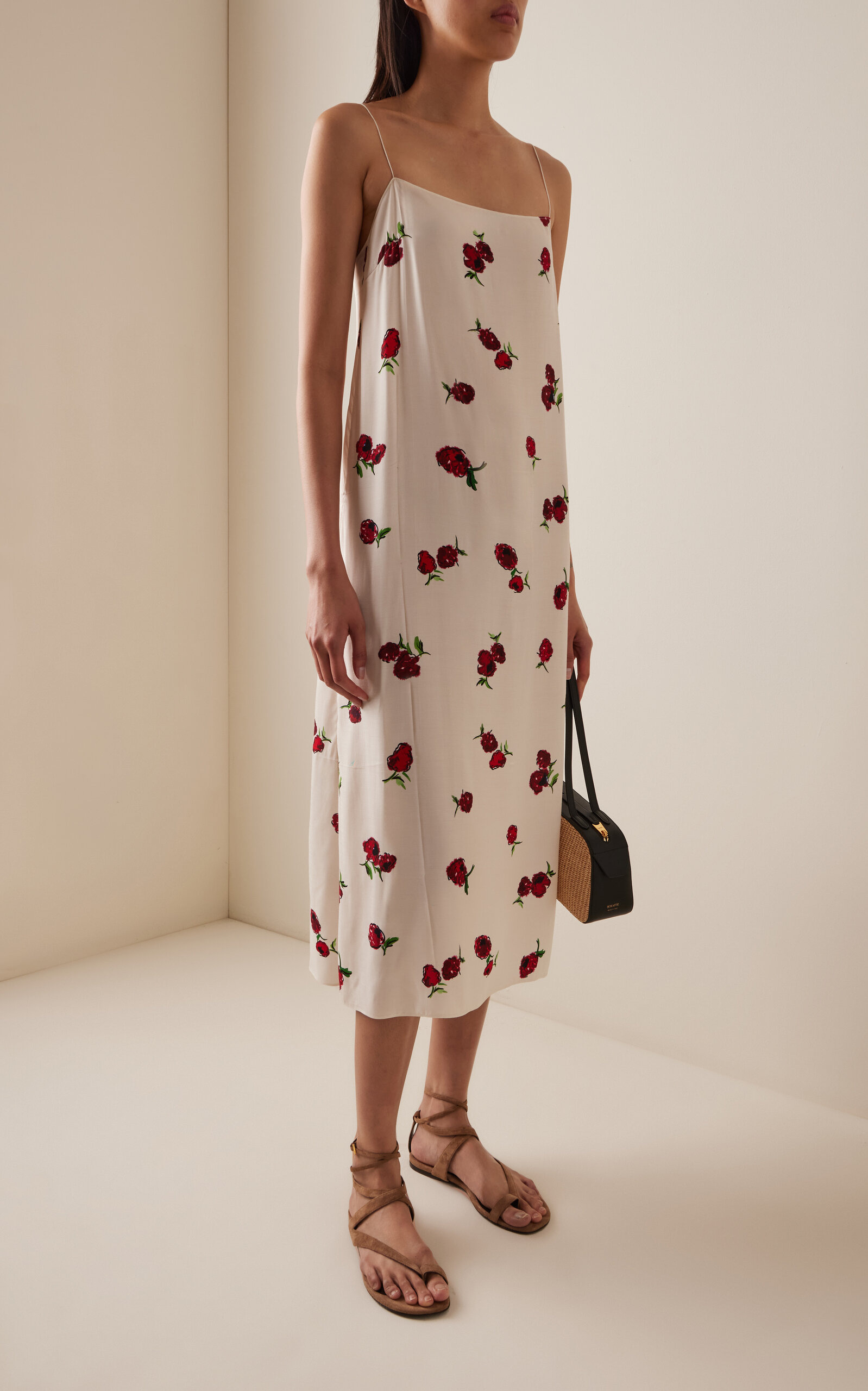 Sicily Printed Silk Midi Dress ivory - 2