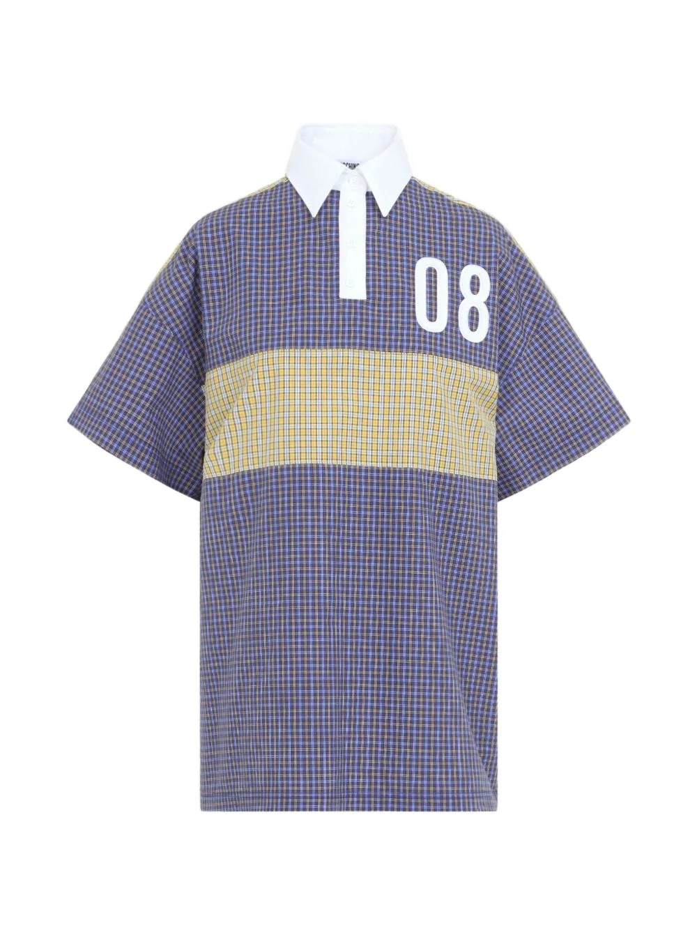 check-pattern logo-print polo shirt - 1