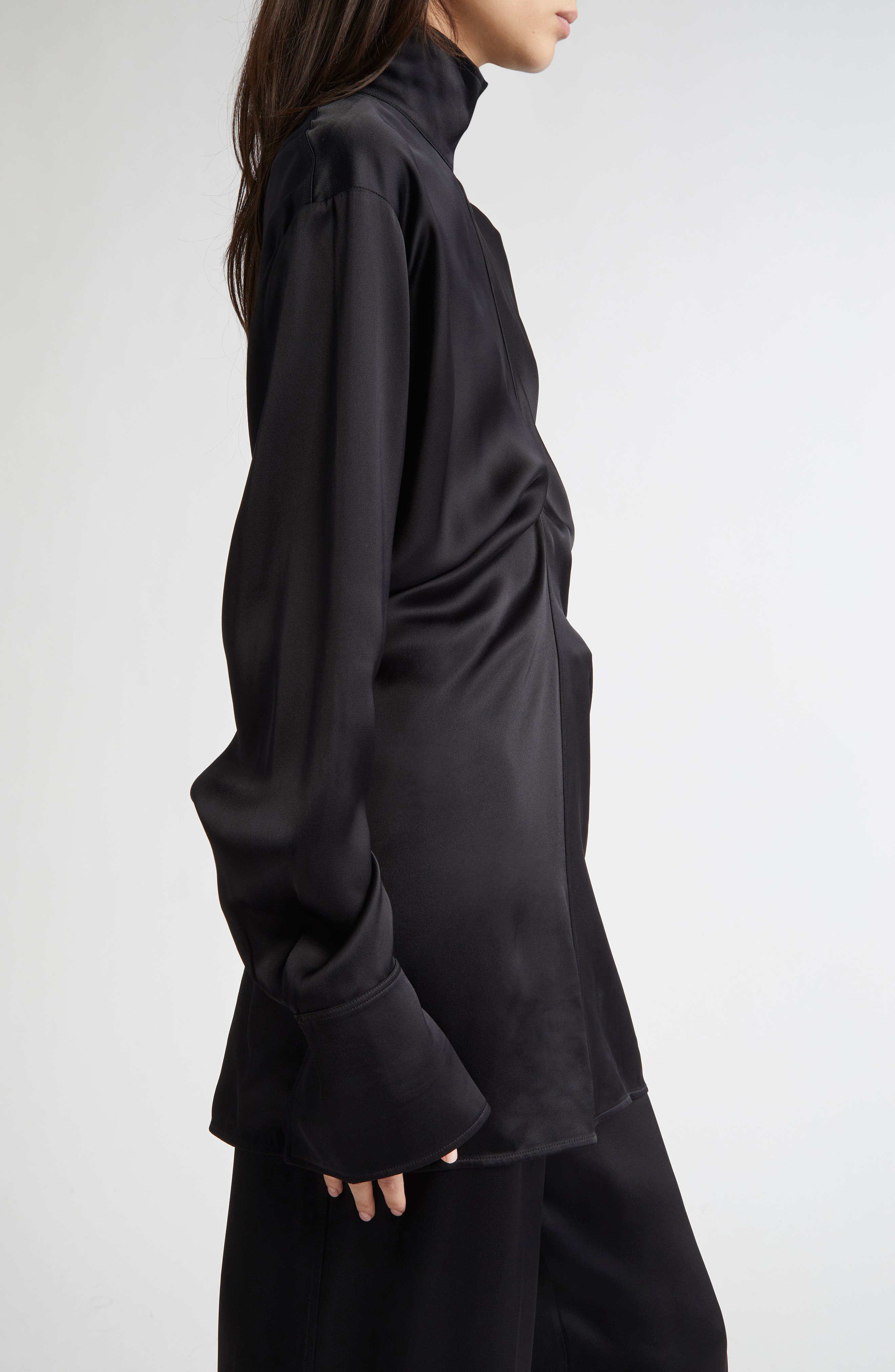 TOTEME Slouch Waist Satin Top in Black at Nordstrom - 4