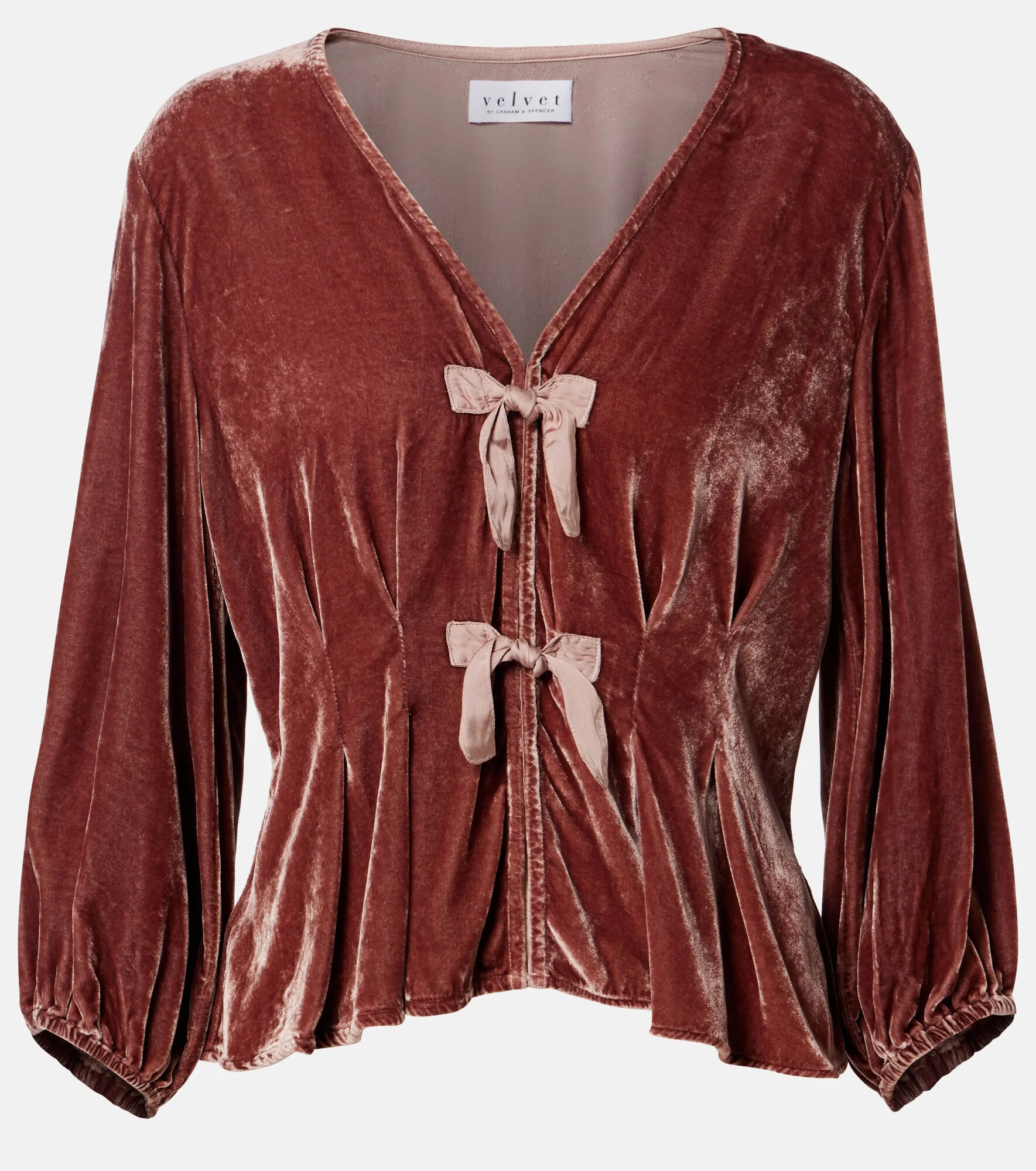 Elida bow-detail velvet top - 1