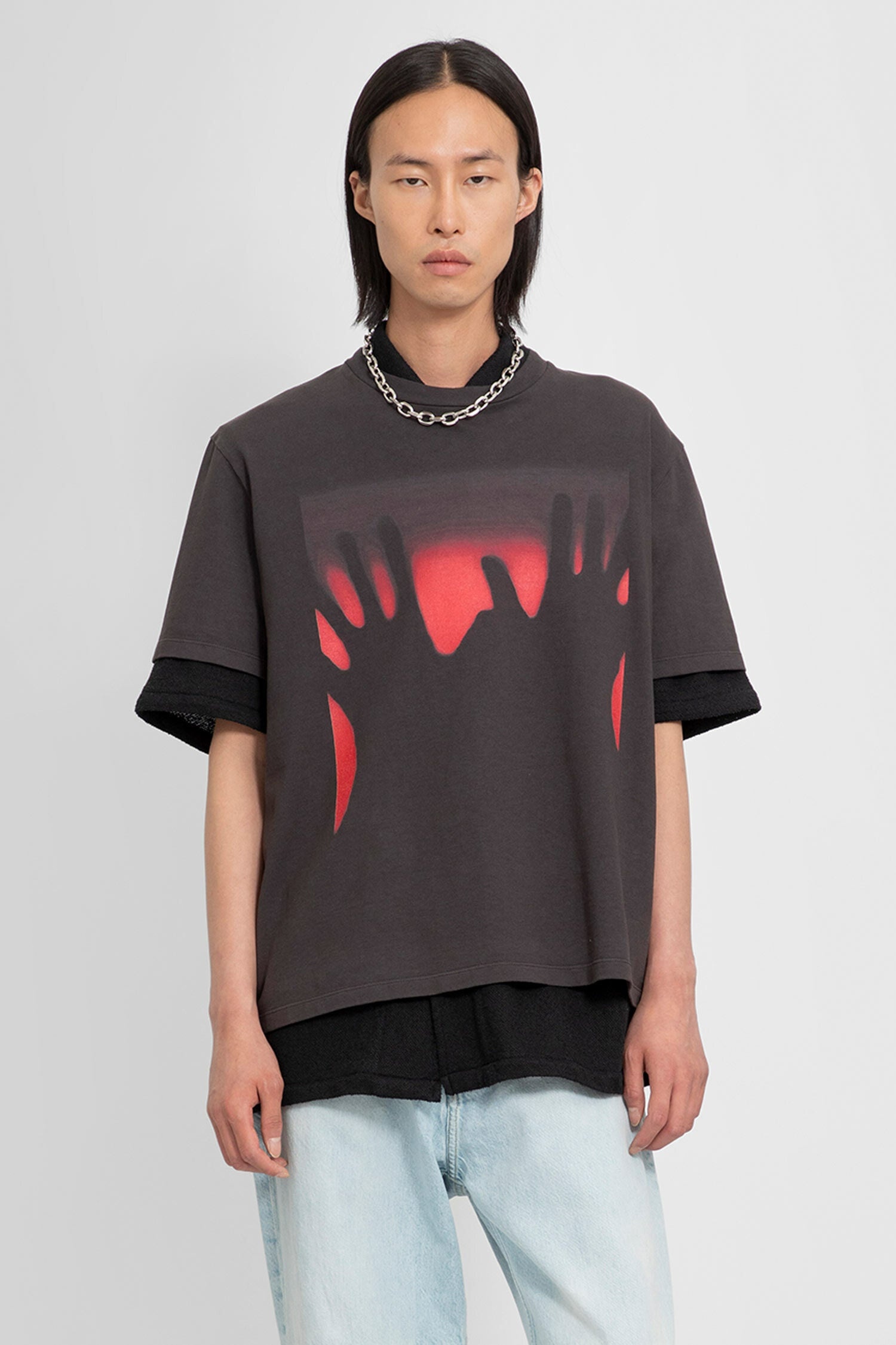 【Our Legacy】 Box T-Shirt Red Taste of Hands Print Our Legacy - Box T-Shirt Red Taste Of Hands Print
