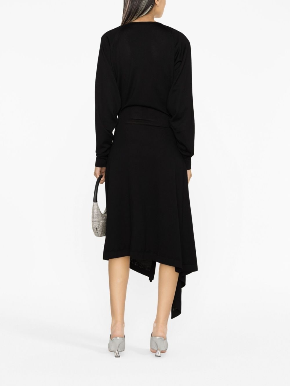 front-slit long-sleeved wrap dress - 3