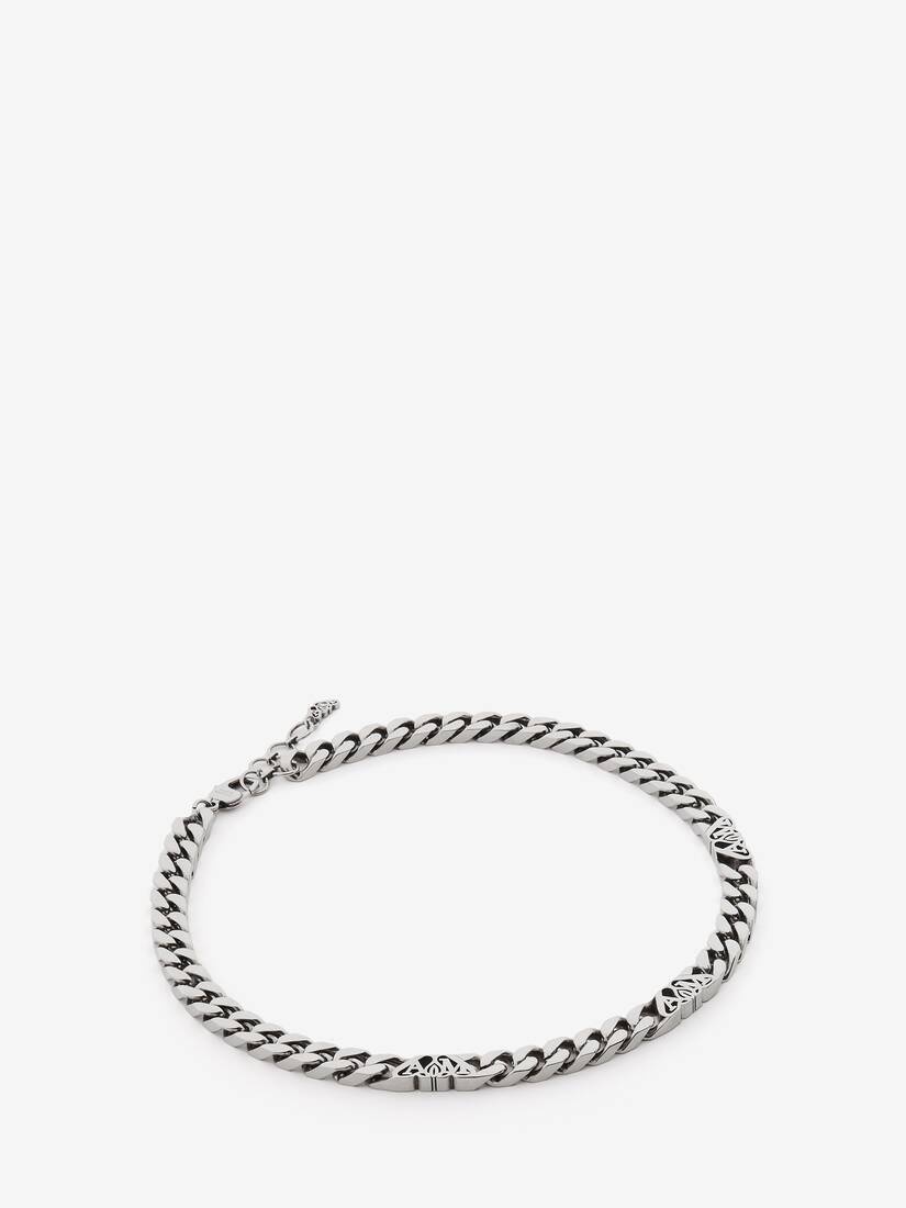 Men's Seal Logo Chain Choker in Antique Silver - 2