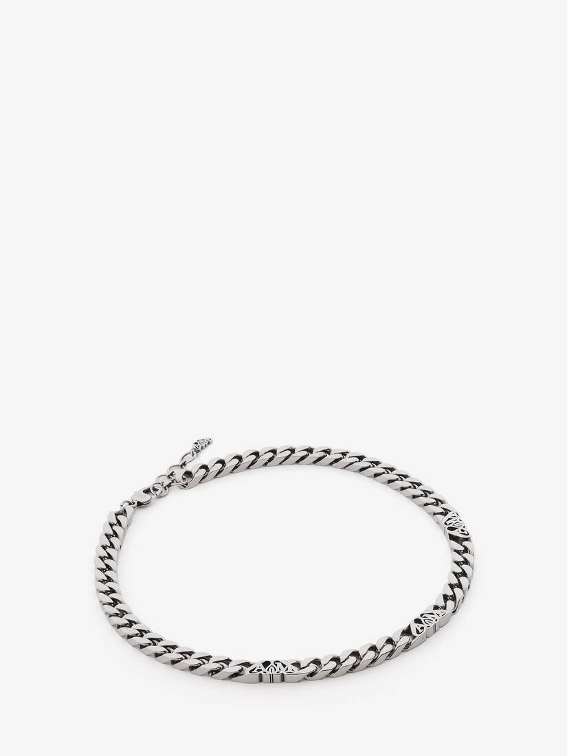 Men's Seal Logo Chain Choker in Antique Silver - 2