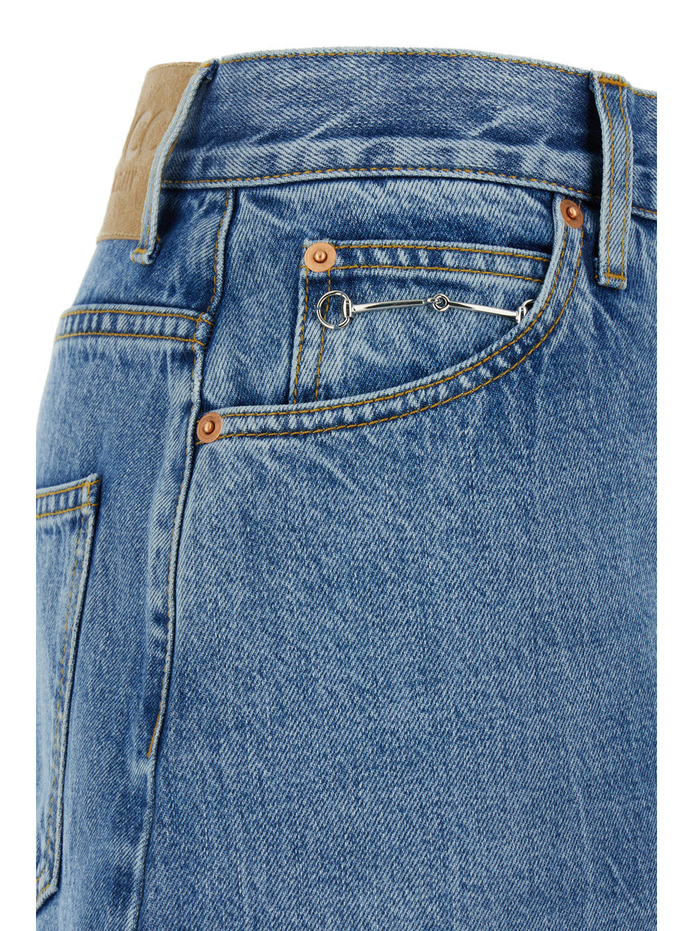 Gucci Women Light Blue Denim Midi Skirt With Horsebit In Cotton Woman - 3
