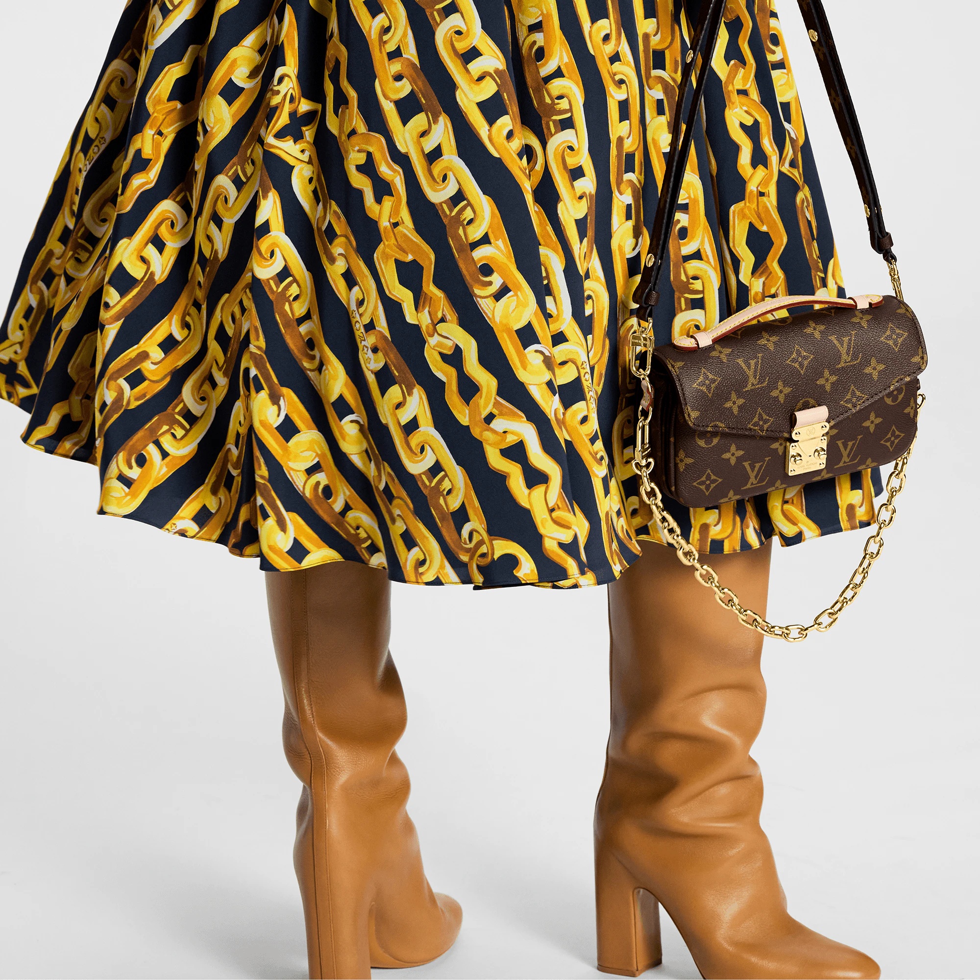 Chain Print Silk Midi Skirt - 2