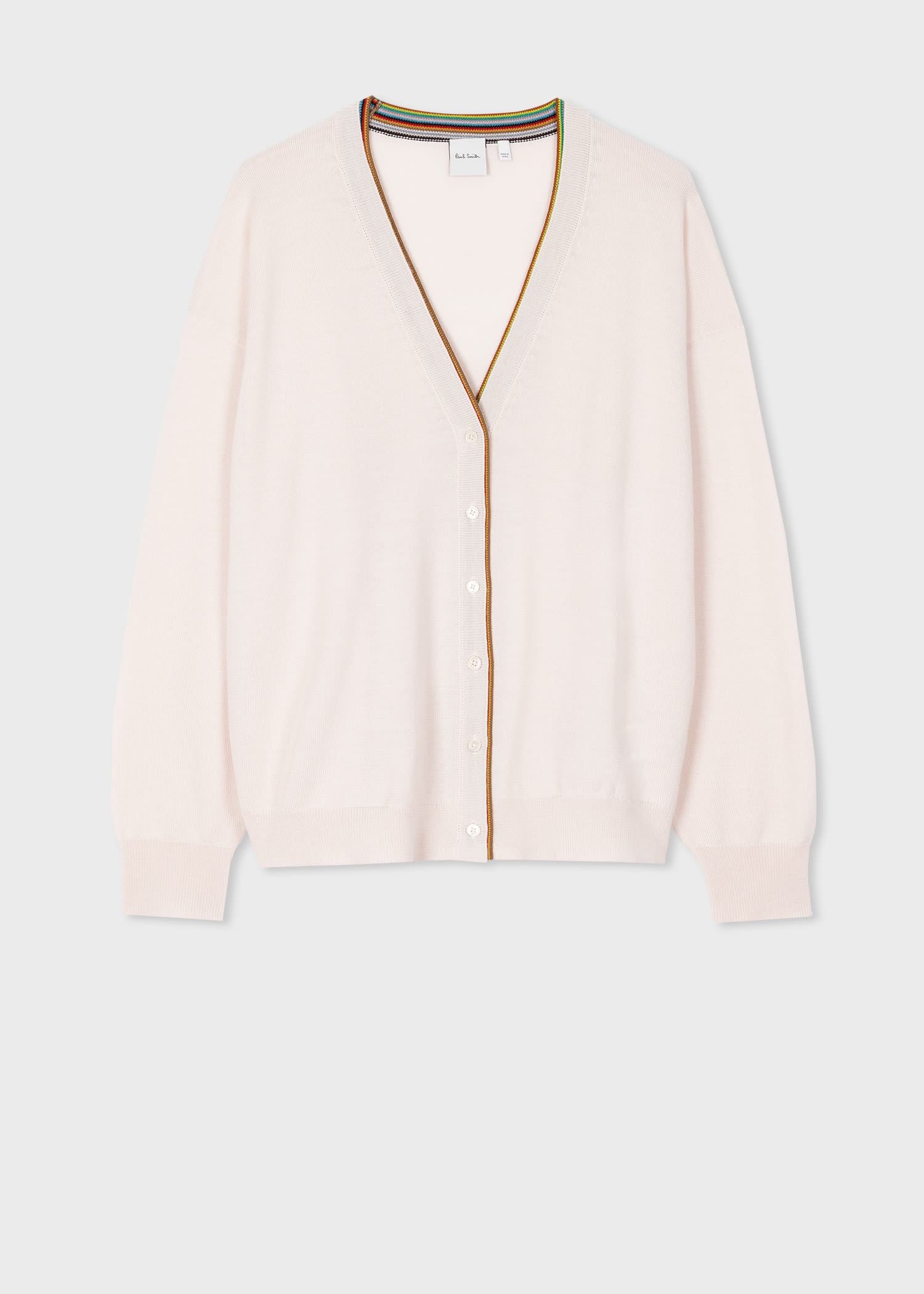Ivory Merino Wool 'Signature Stripe' Cardigan - 1