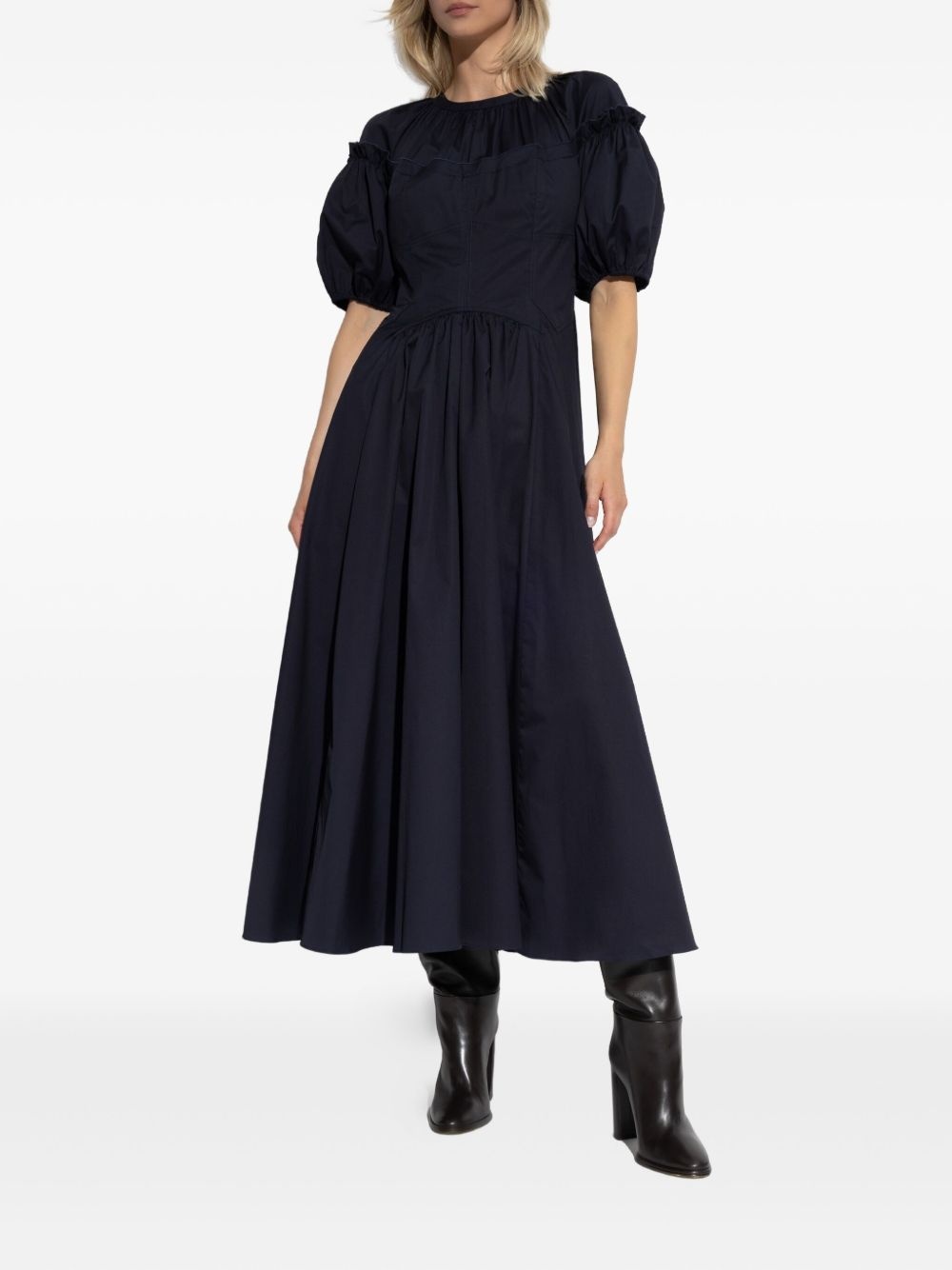 puff-sleeve midi dress - 3