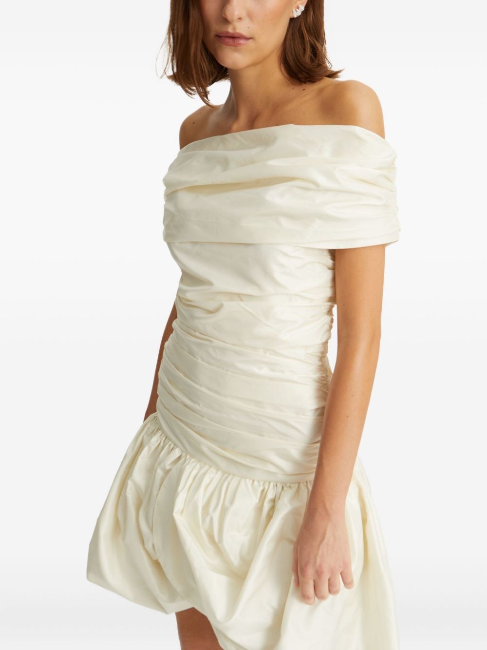 off-shoulder gathered minidress - 4