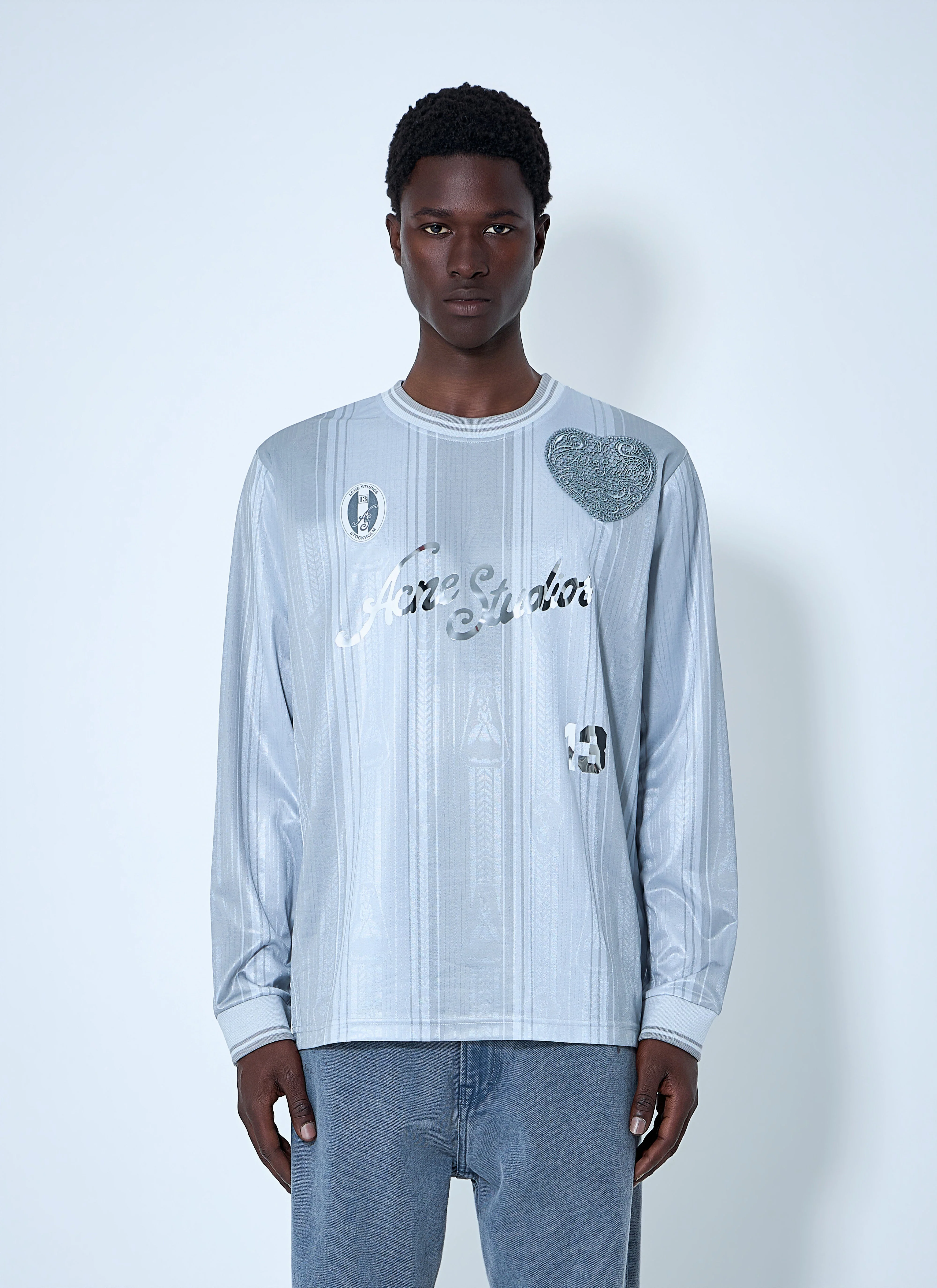 Acne Studios Men Embroidered Logo Long-Sleeve Shirt - 1