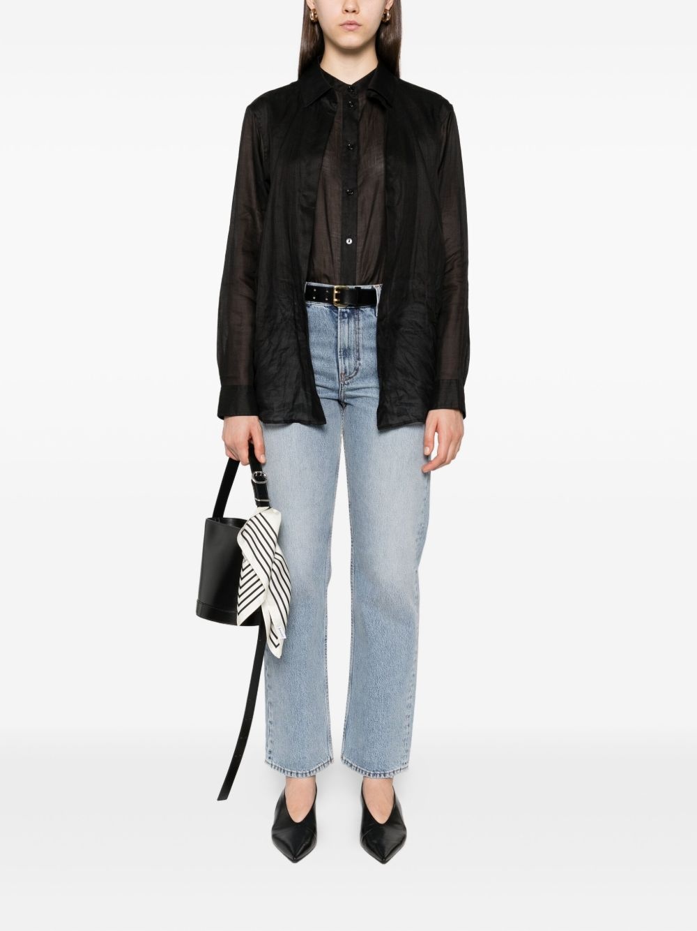 button-down ramie shirt - 2