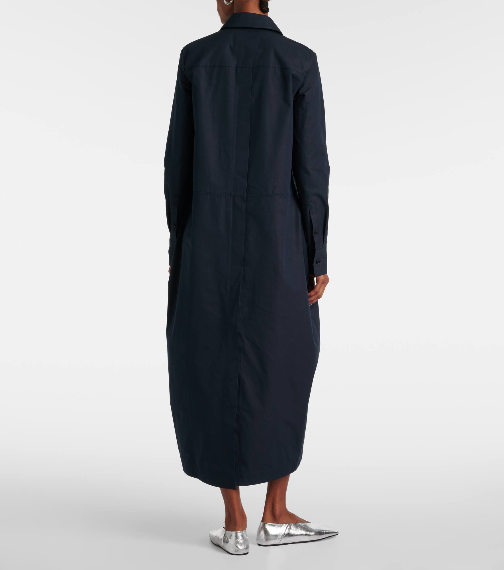 Gathered cotton poplin shirt dress - 3