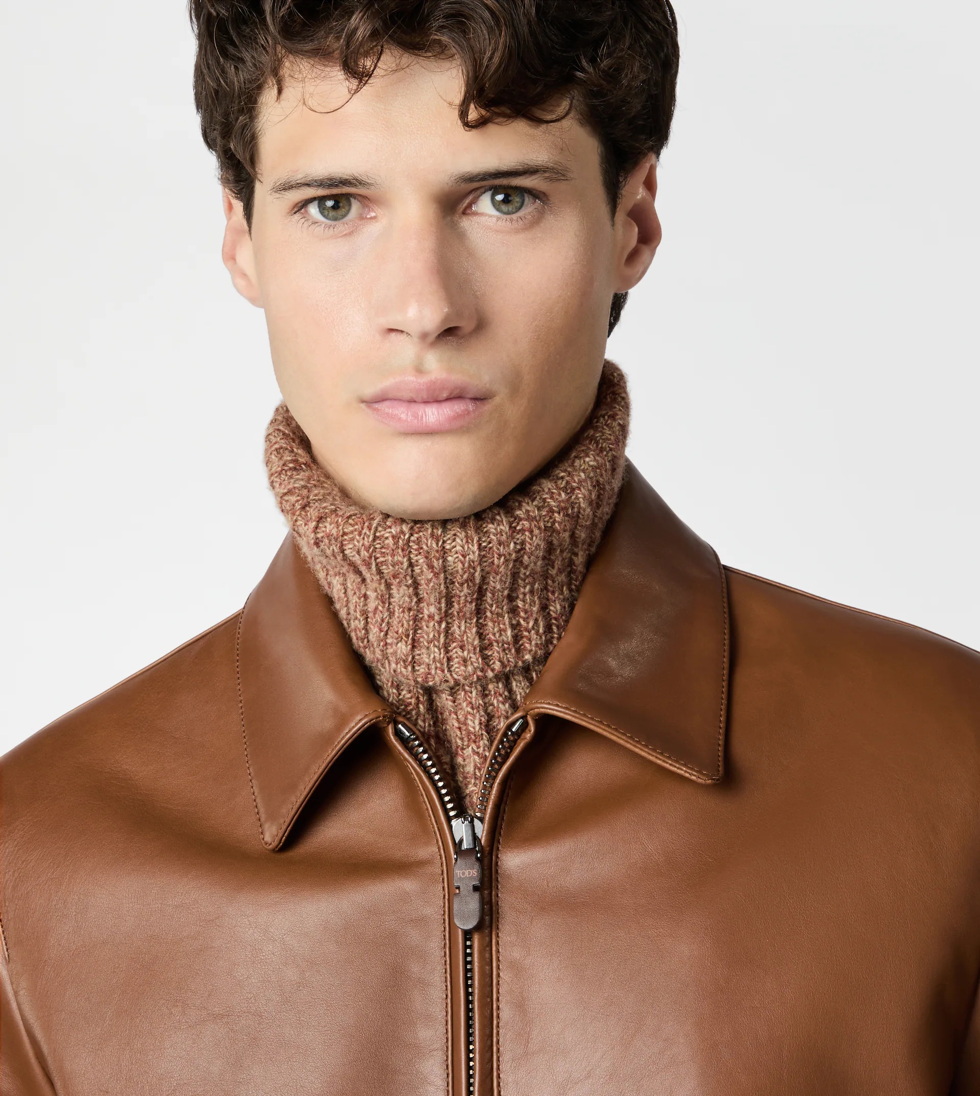 SHIRT JACKET IN LEATHER - BROWN - 4
