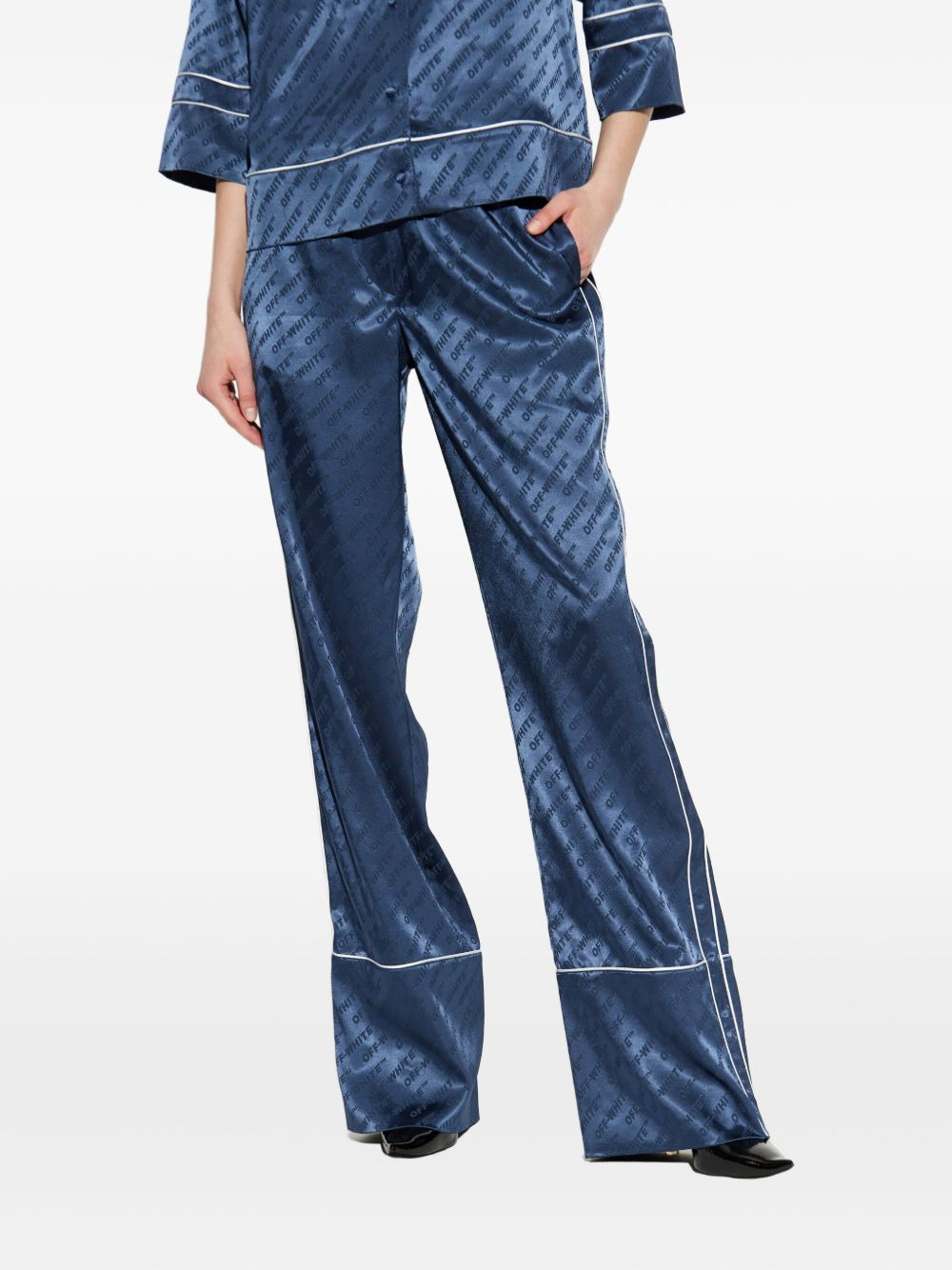 logo-pattern piped trousers - 3