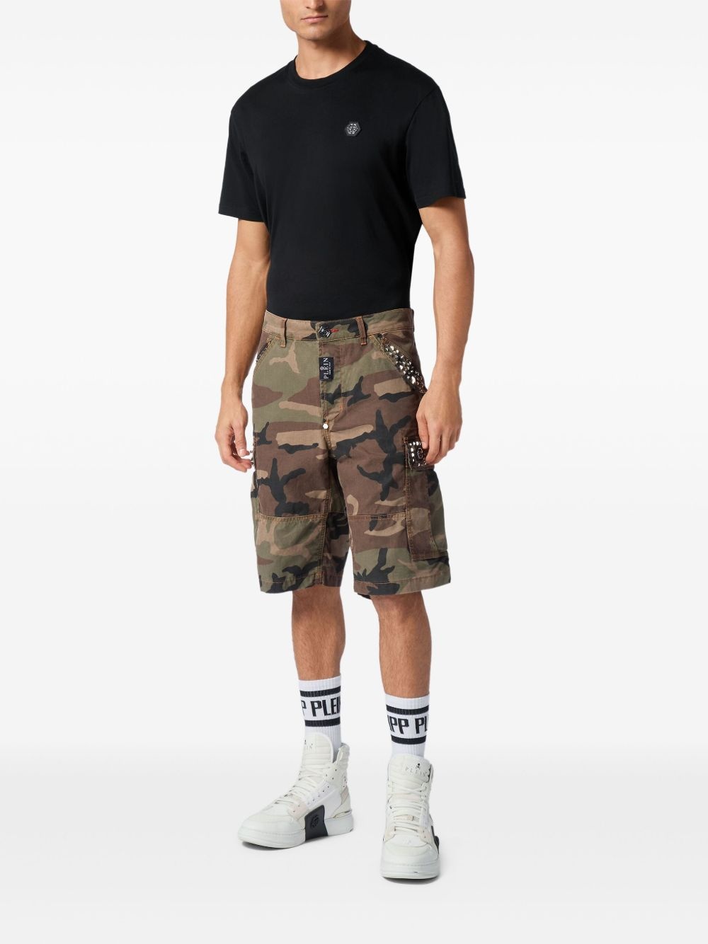 stud-embellished cargo shorts - 2