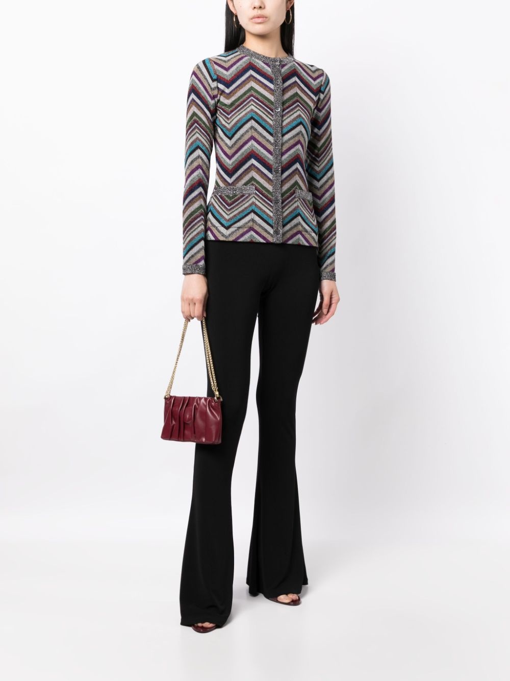 zigzag-print round-neck top - 2