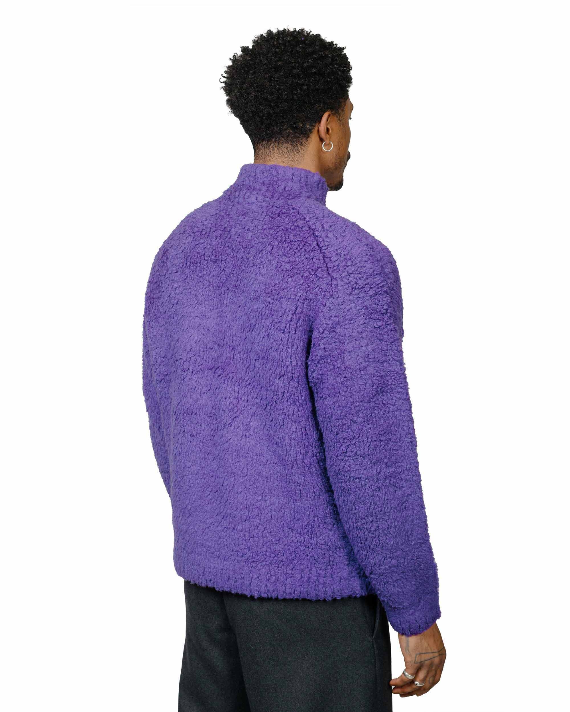 Merino Wool Boa Knit Half Zip P/O Purple - 3