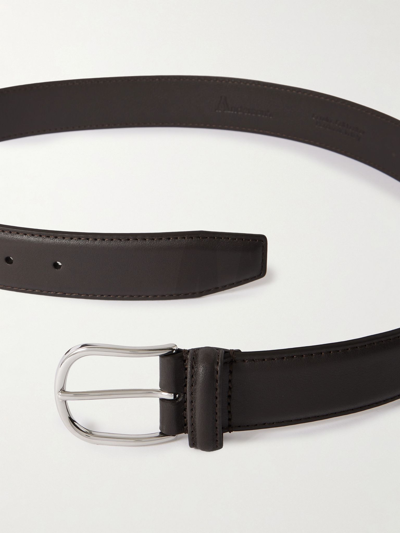 3.5cm Leather Belt Brown - 2