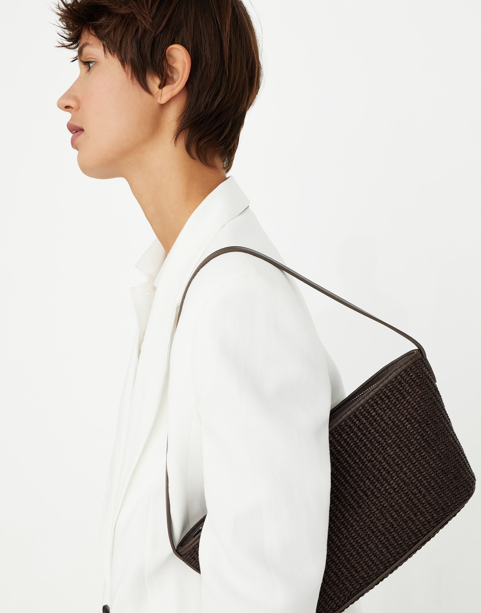 Techno cotton raffia bag with shiny zipper pull - 4
