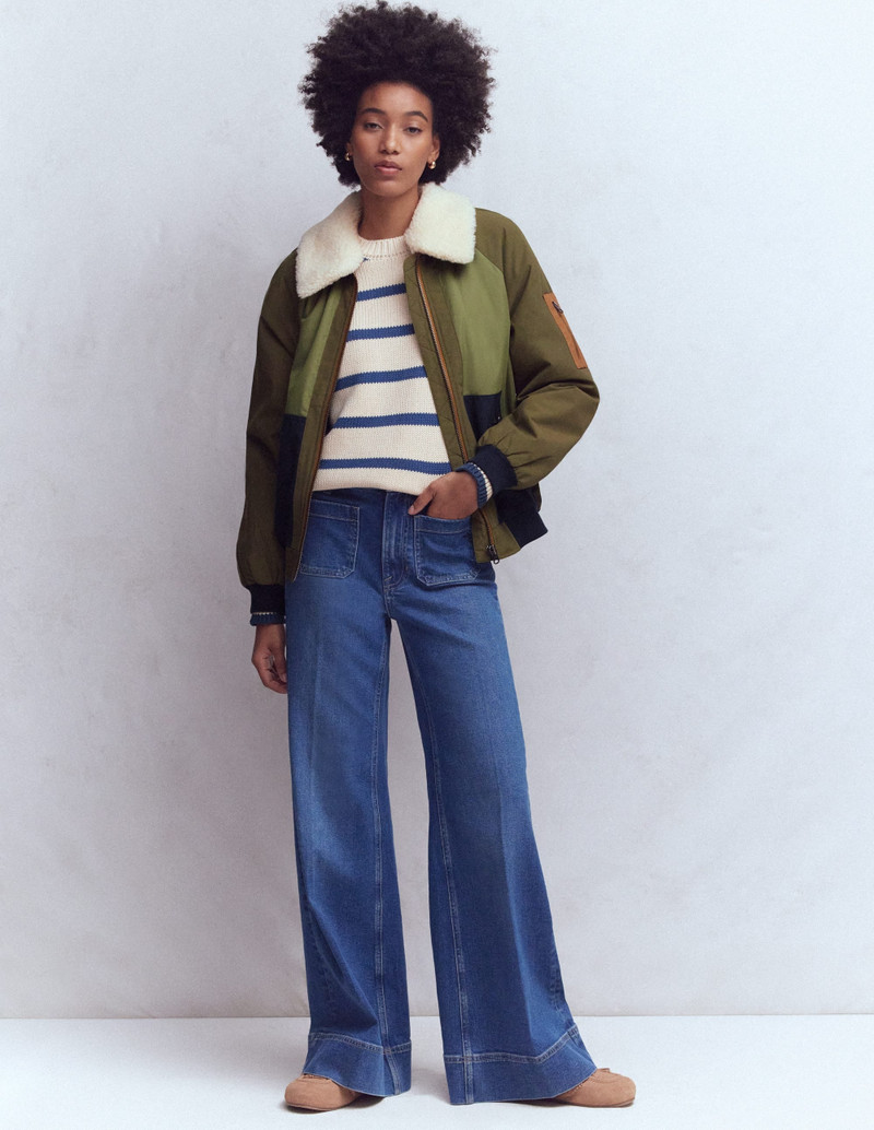 Borg Detail Bomber Jacket-Woodland Green 5