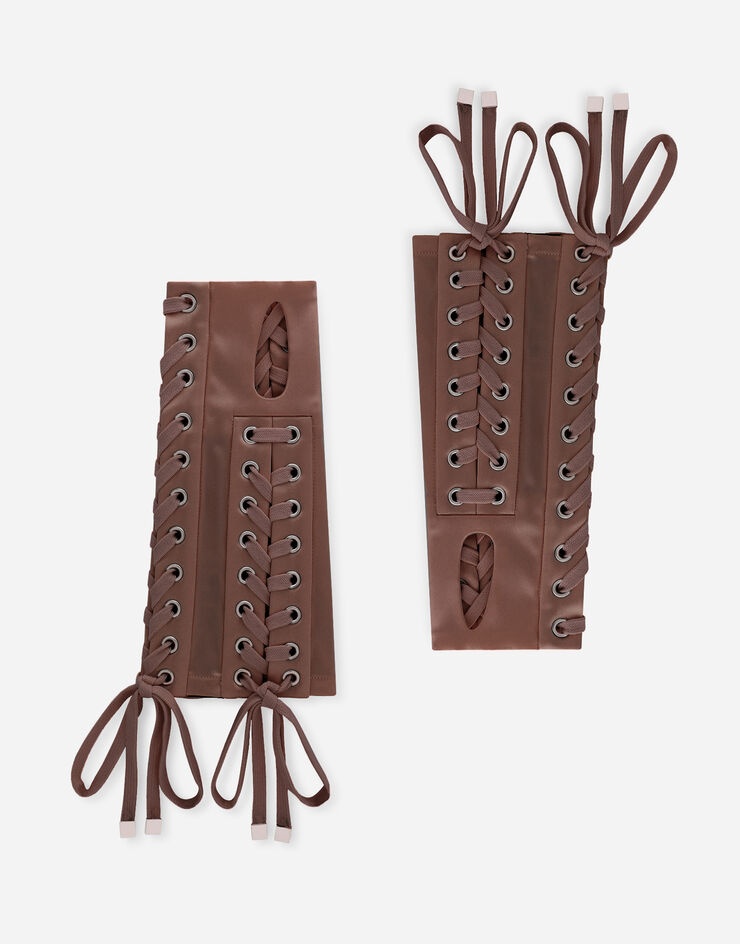 Short satin gloves with eyelet detailing - 1