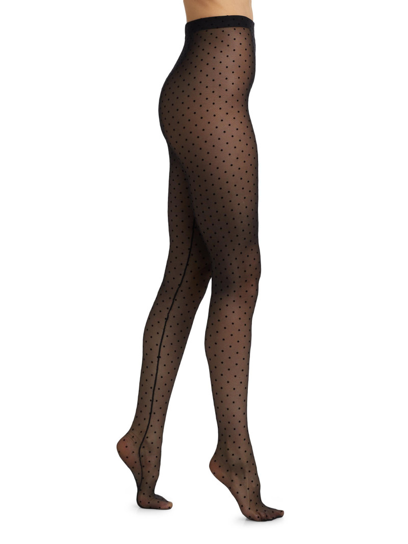 WARDROBE. NYC Women's Polka Dot Tights - Black 1