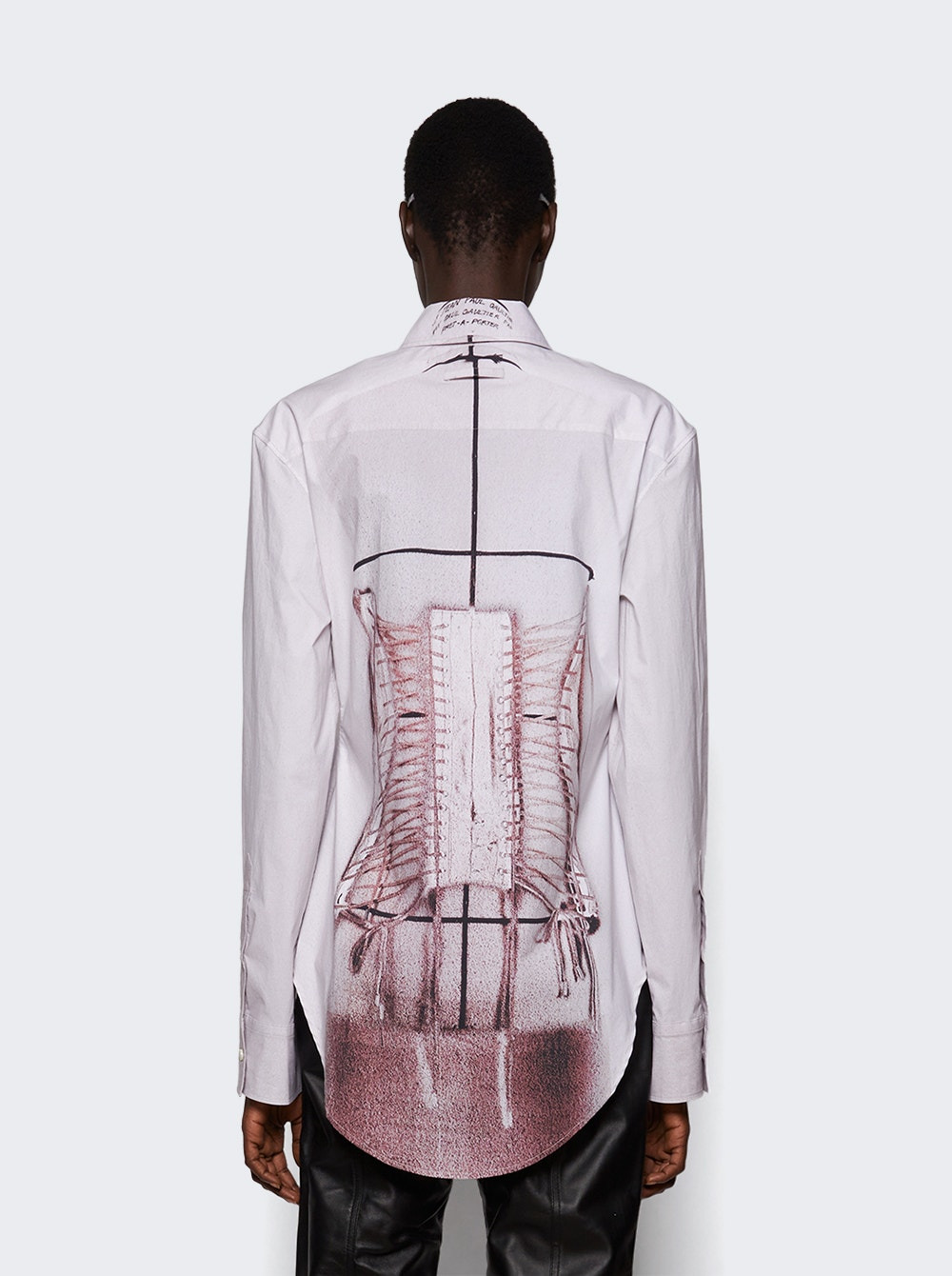 Trompe L'oeil Corset Shirt Dusty Pink And White - 4