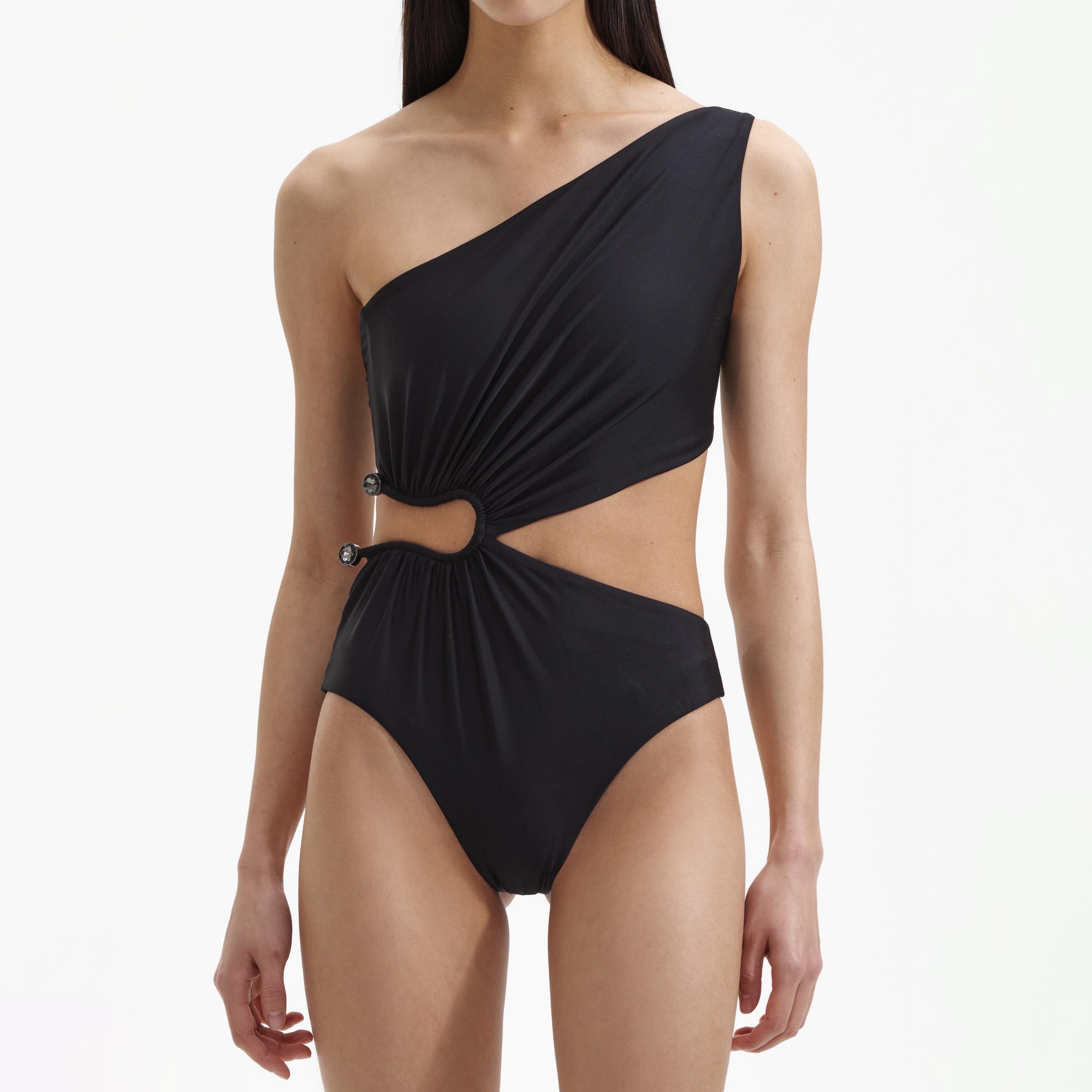 Black Asymmetric Swimsuit - 4