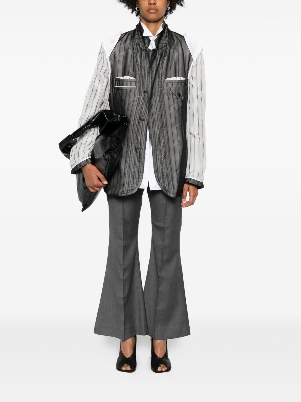 crease flared trousers - 2