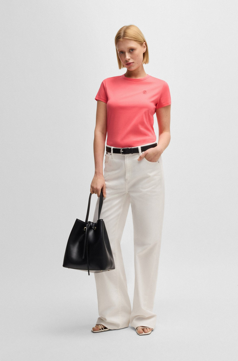 BOSS MERCERIZED-COTTON T-SHIRT WITH LOGO MOTIF outlook