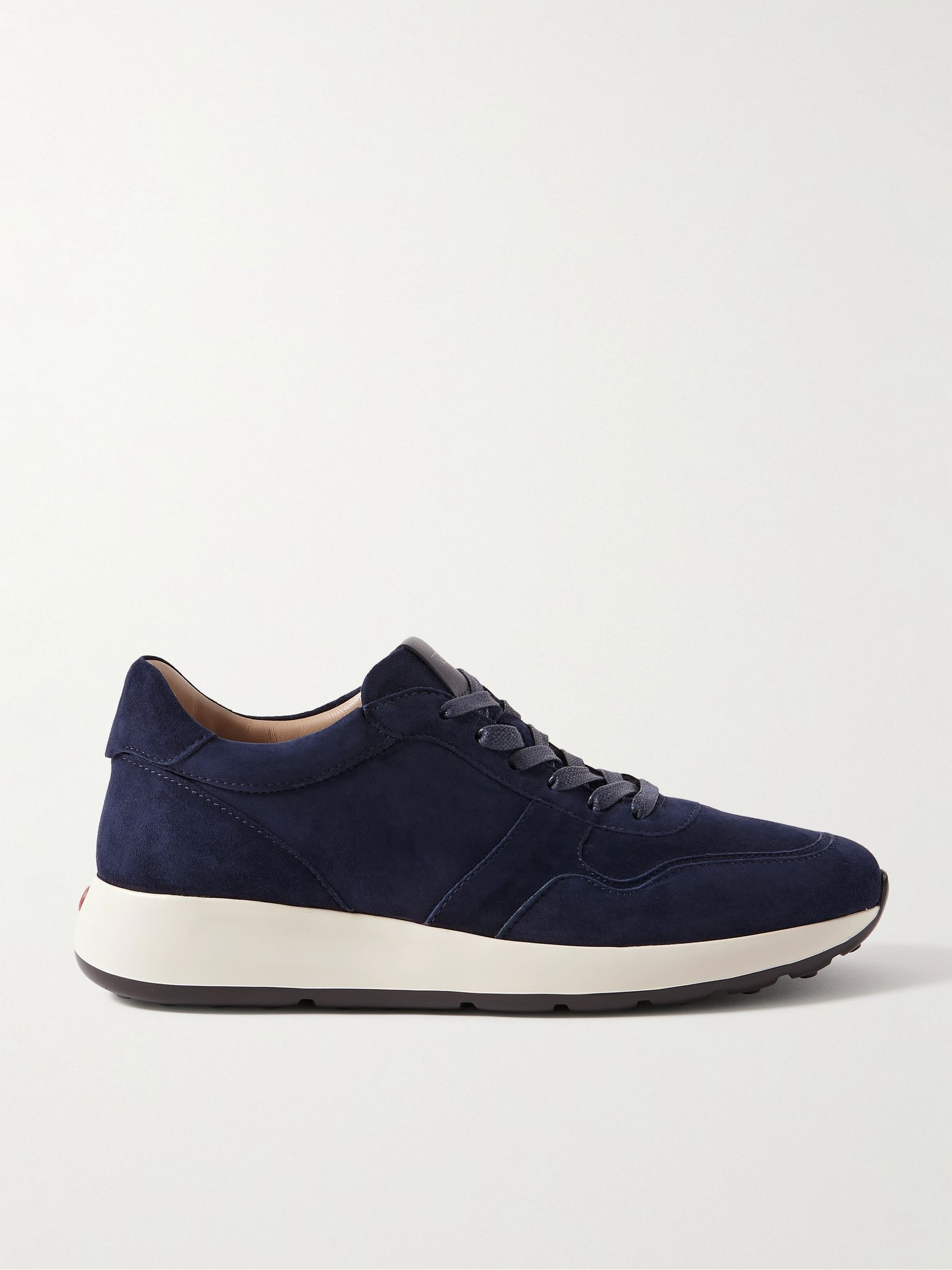 Leather-Trimmed Suede Sneakers Navy - 1