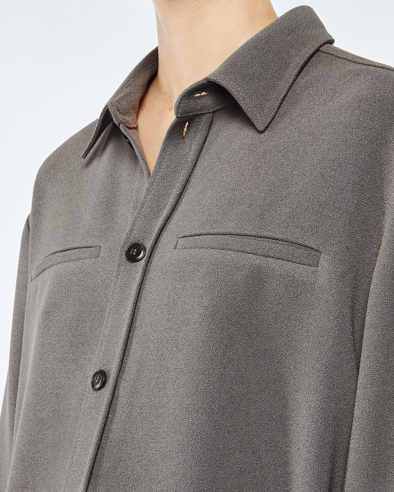 SABRIN - Oversized boucle crepe shirt - Dark grey - 4