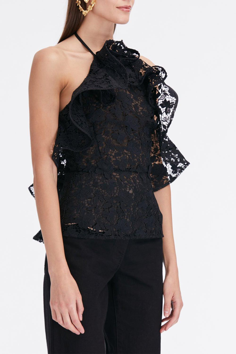 Halter Neck Ruffle Blouse - 4