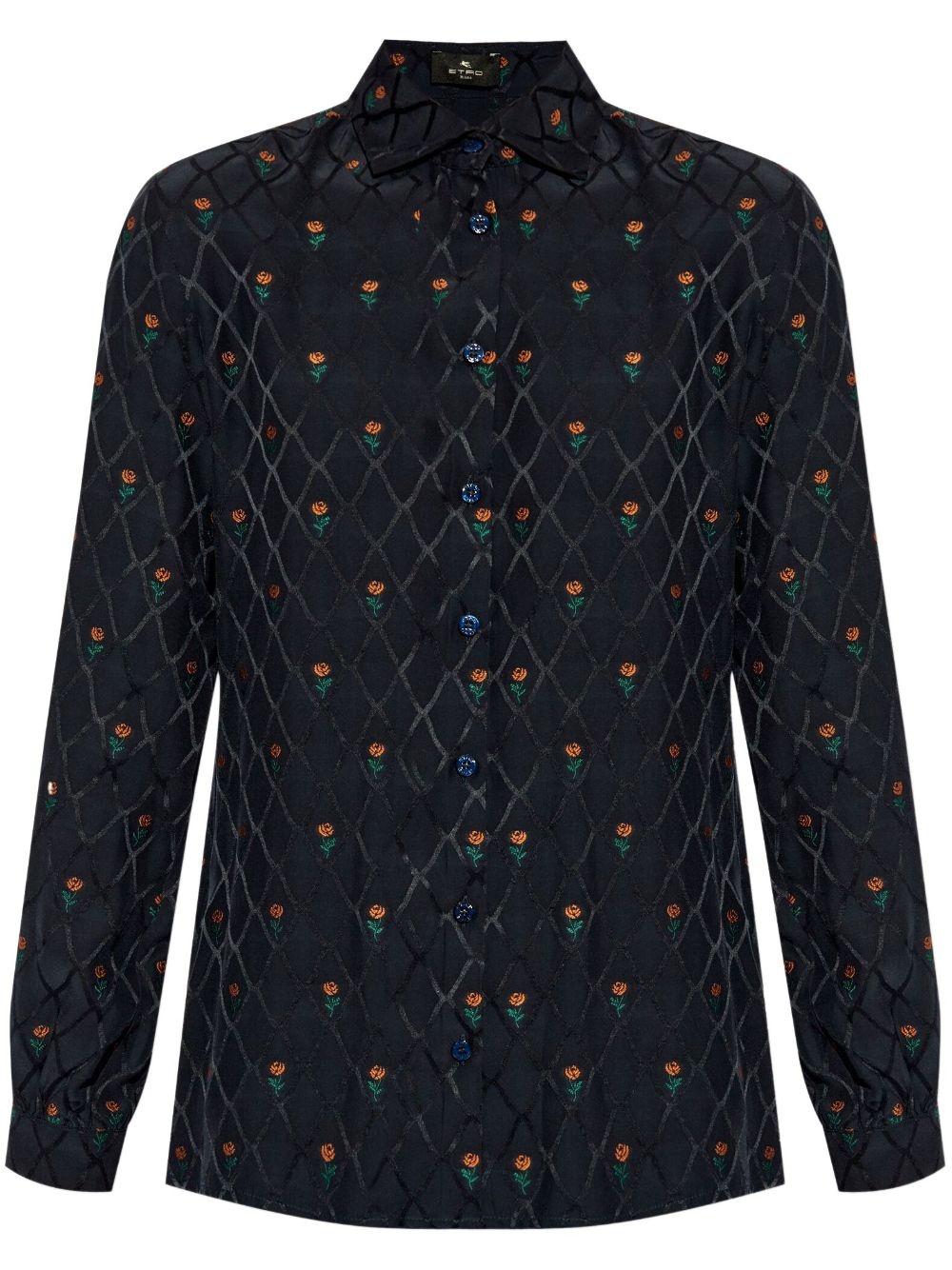 floral diamond grid shirt - 1