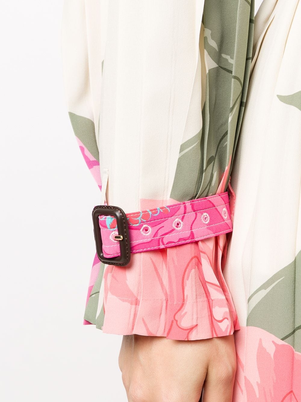 printed crepe de chine trench - 5