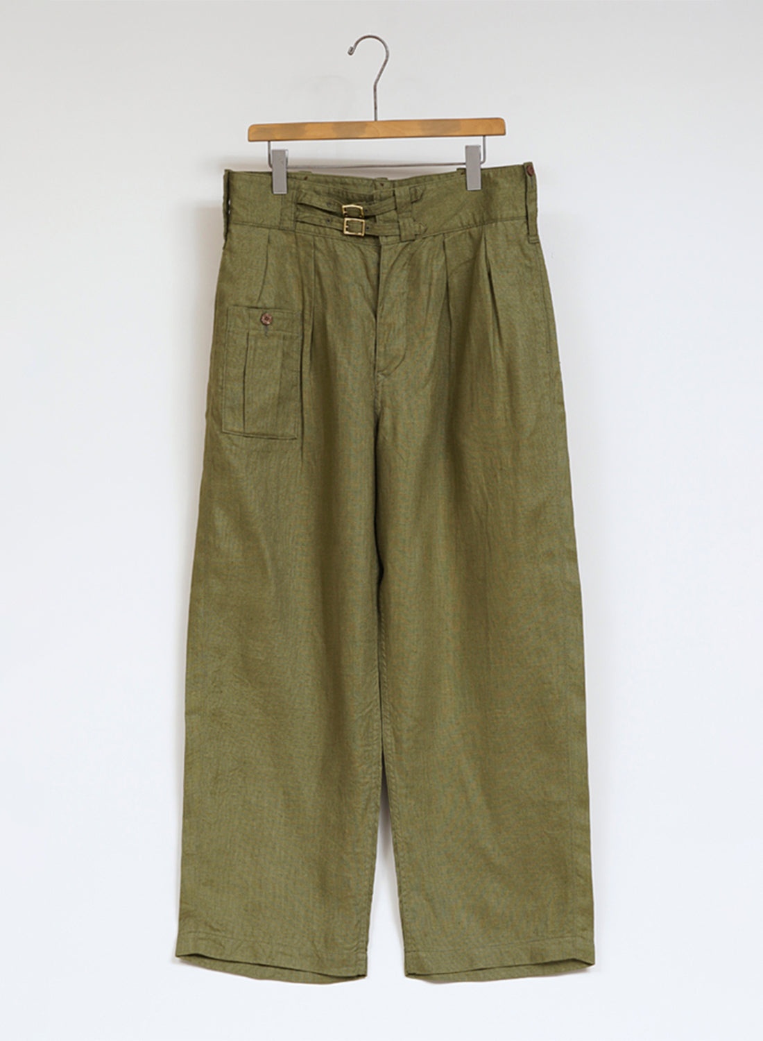 Field Pant Linen Basket in Green - 1