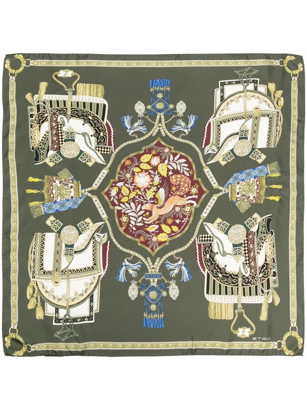 equestrian-print silk scarf - 3