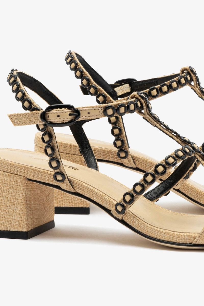Milanina Block Sandal In Beige Raffia 4