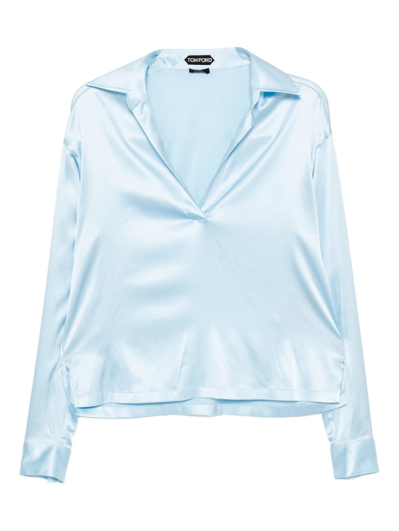 Tom Ford Logo-embroidered Satin Polo Top 1