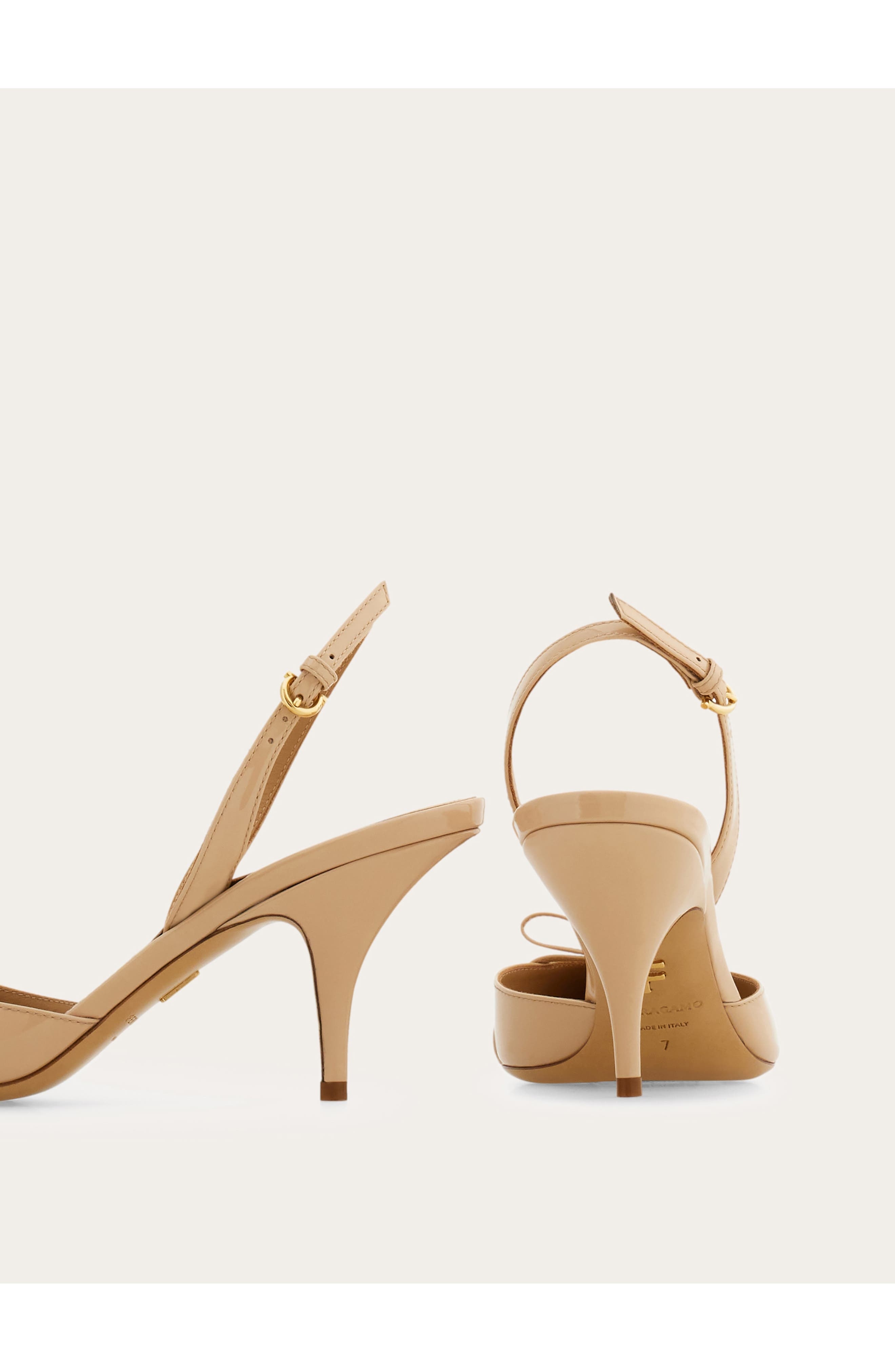FERRAGAMO Gylla Pointed Toe Slingback Pump in Beige at Nordstrom - 3