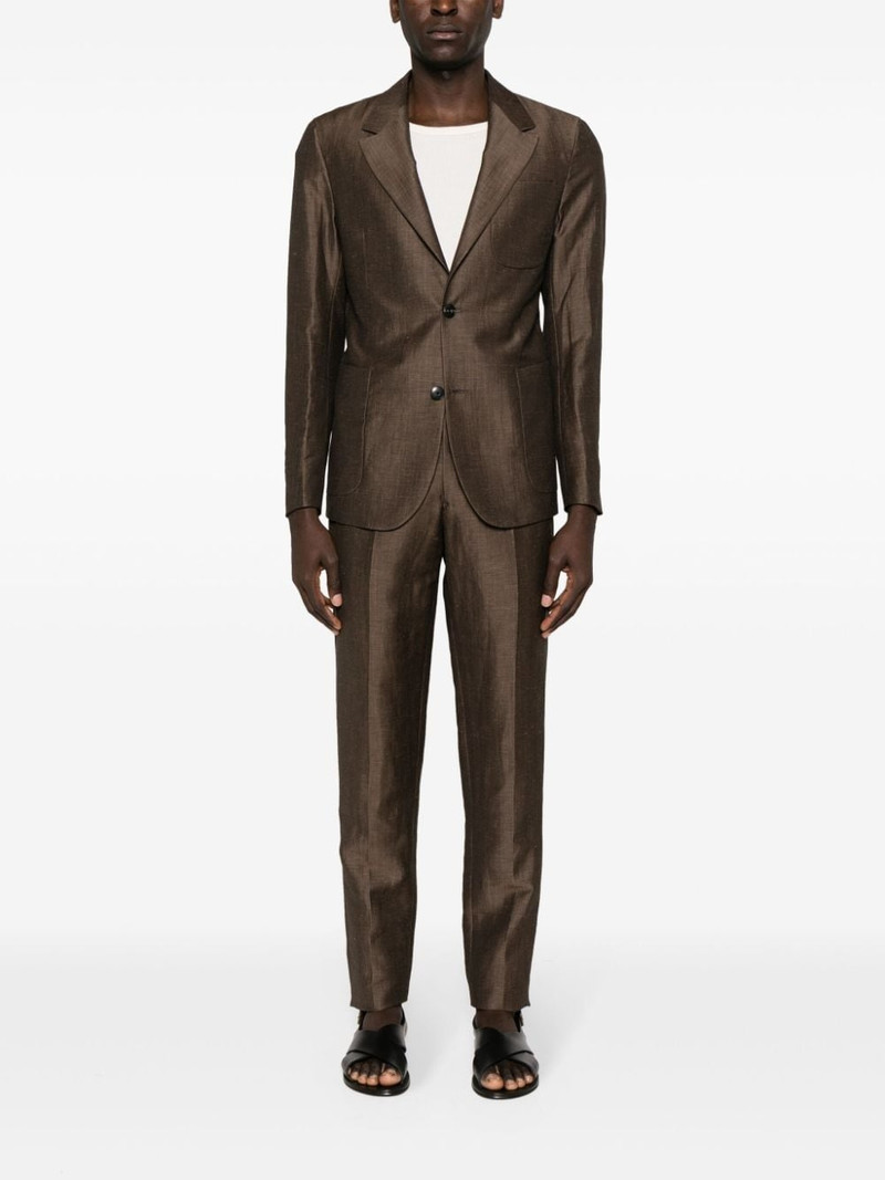 EMPORIO ARMANI single-breasted linen blend suit outlook
