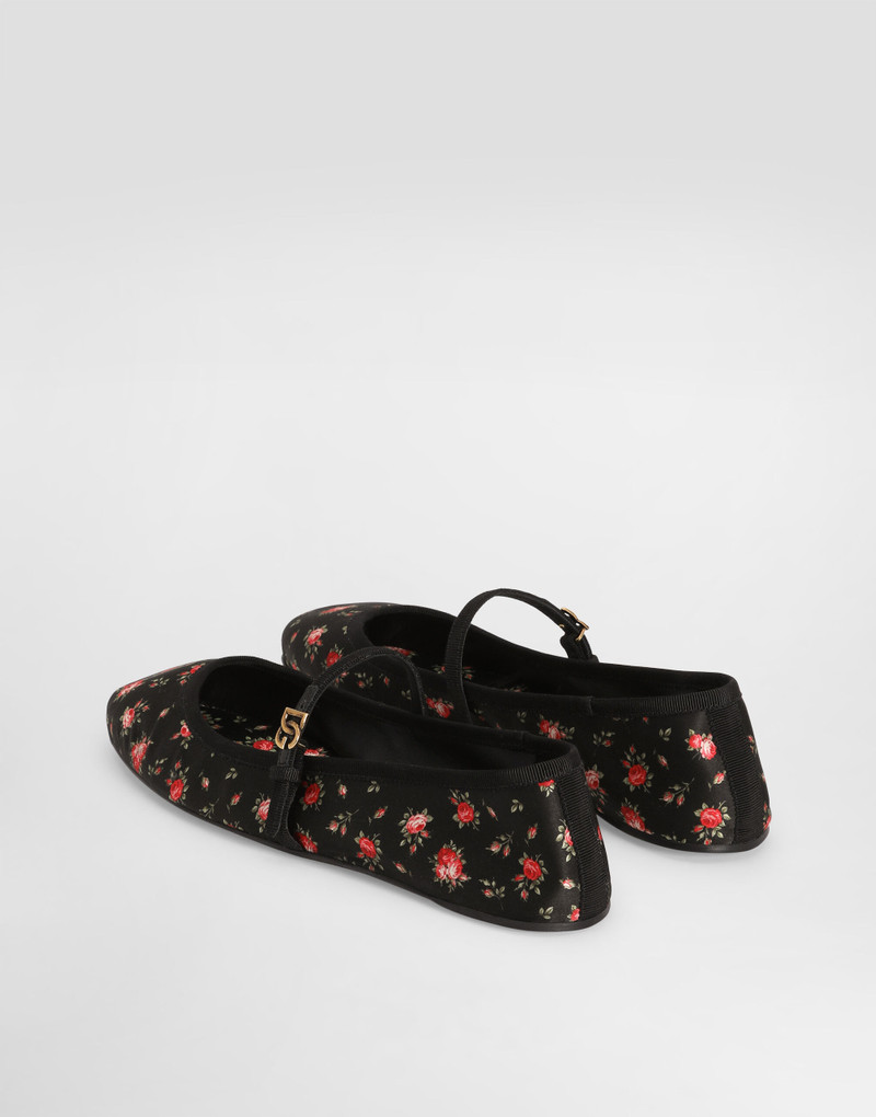 Dolce & Gabbana Satin ballet flats with little roses print outlook